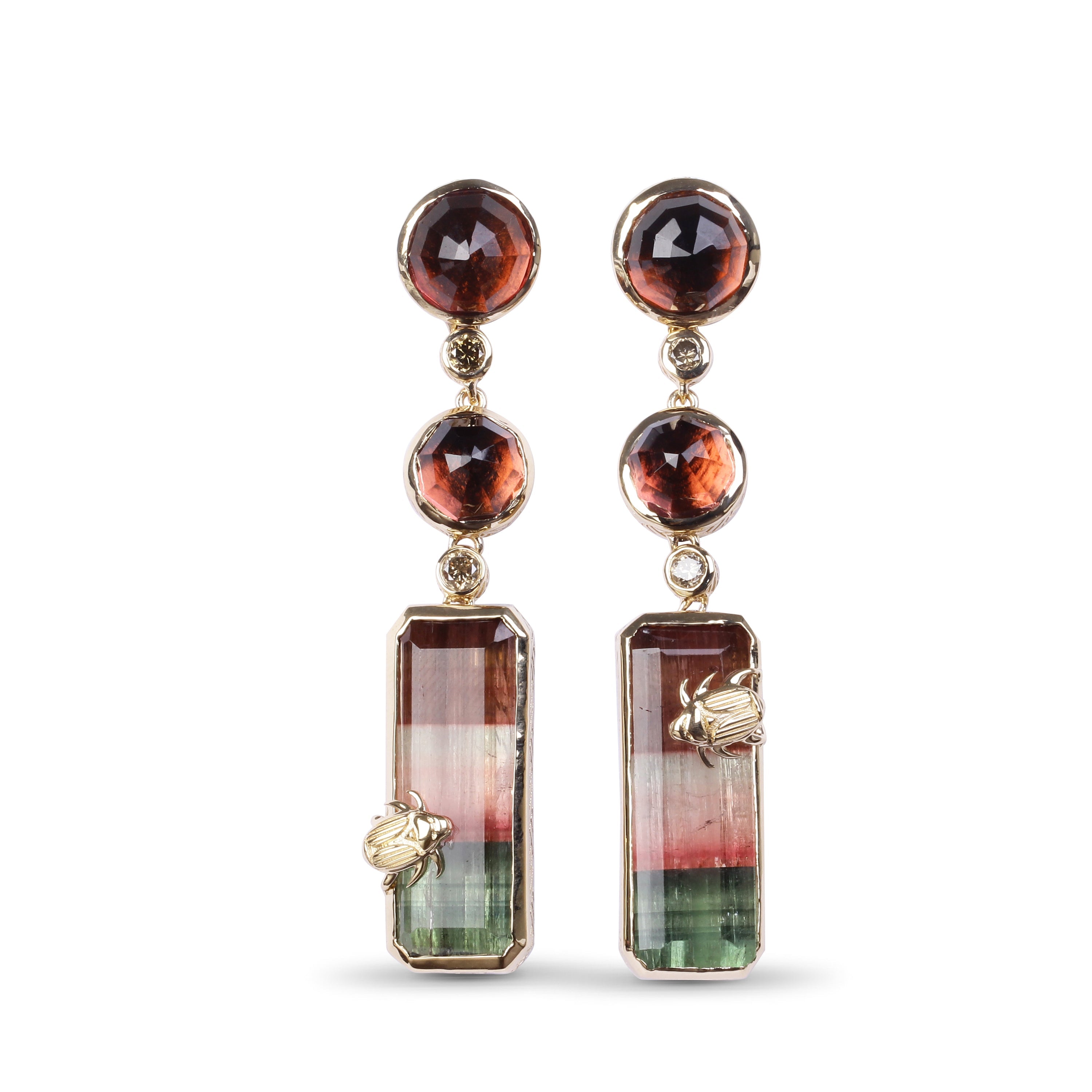 luxury-tourmaline-carved-tourmaline-pink-bi-color-tourmaline-and-champagne-diamond-earrings-in-18k-gold-with-adam-bug