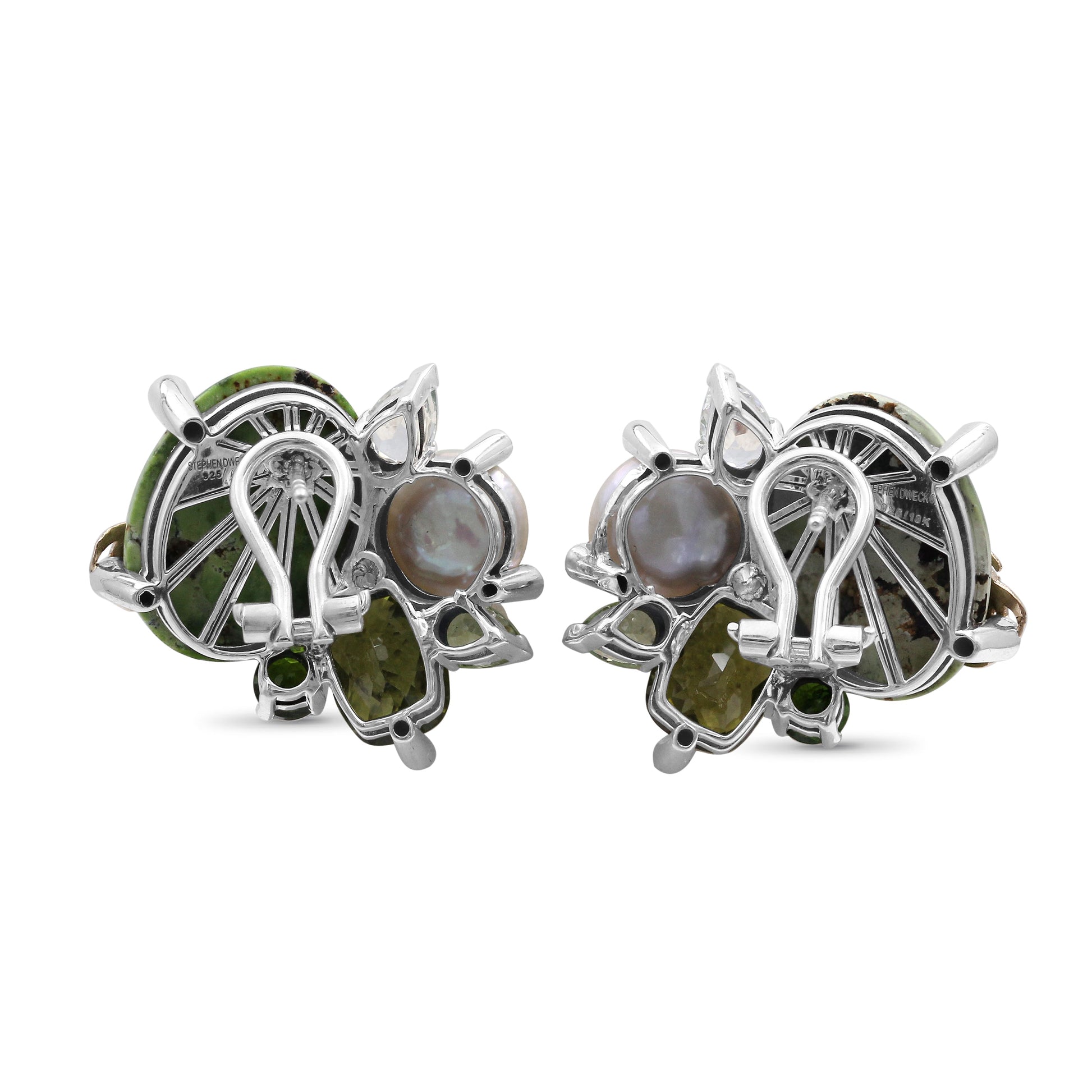 one-of-a-kind-chrome-diopside-white-coin-pearl-green-tourmaline-natural-quartz-facet-green-peridot-smooth-green-turquoise-and-diamond-0-33ct