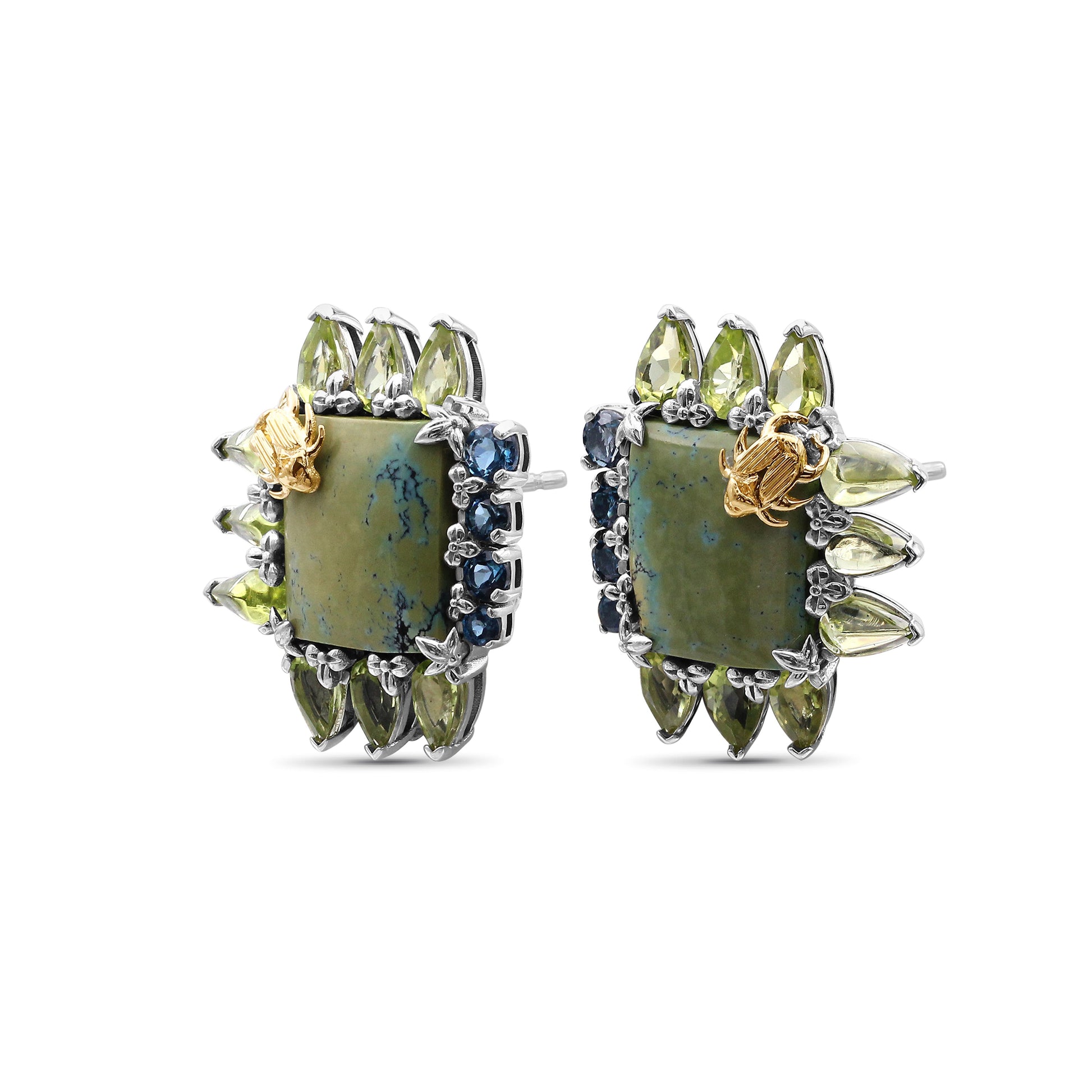 one-of-a-kind-smooth-green-turquoise-peridot-and-facet-london-blue-topaz-earring-in-sterling-silver-with-18k-gold-adam