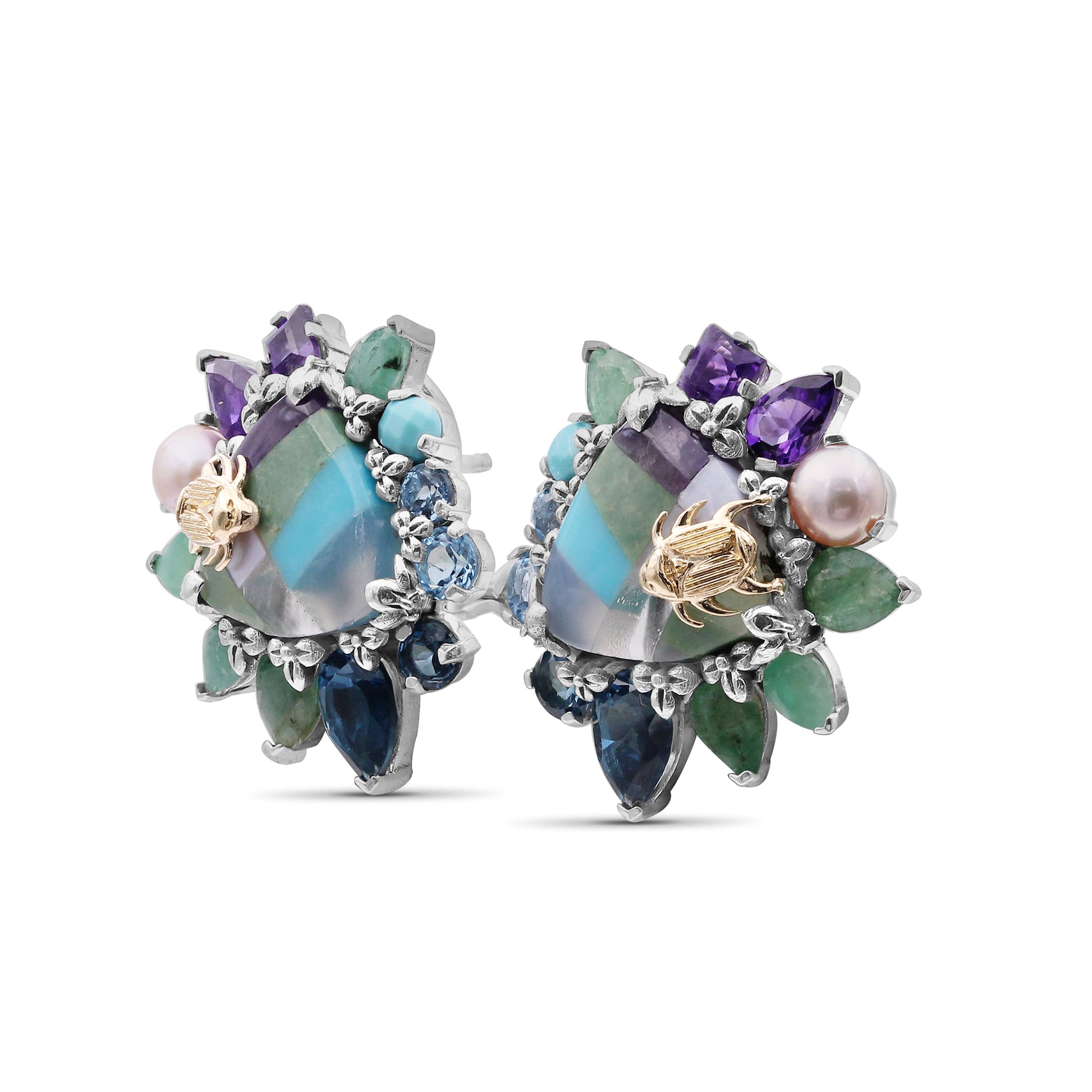 one-of-a-kind-swiss-blue-topaz-amethyst-facet-flat-back-blue-turquoise-london-blue-topaz-natural-pearl-pastel-color-mosaic-facet-emerald-and-diamond-0-04ct-earring-in-sterling-silver-with-18k-gold-adam