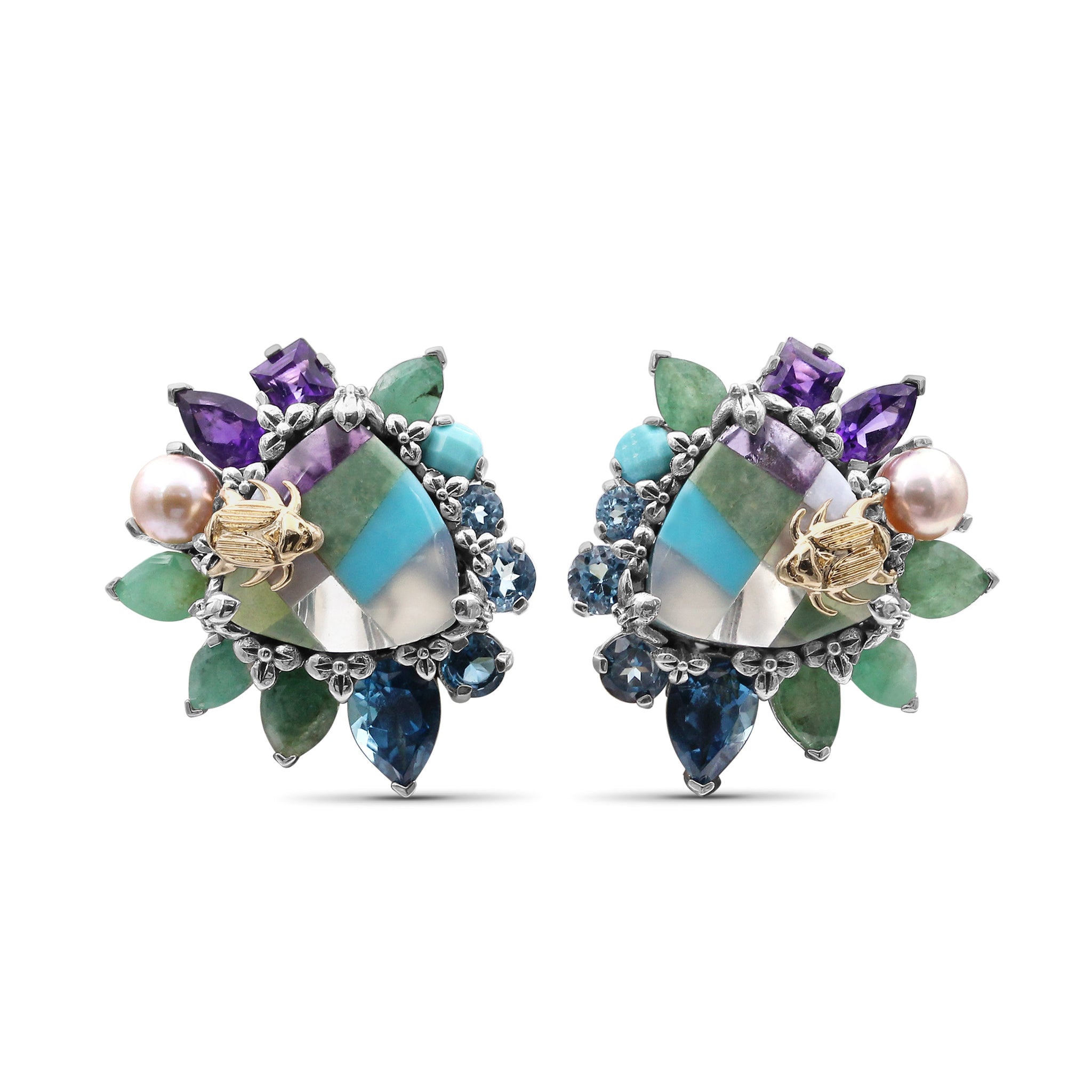one-of-a-kind-swiss-blue-topaz-amethyst-facet-flat-back-blue-turquoise-london-blue-topaz-natural-pearl-pastel-color-mosaic-facet-emerald-and-diamond-0-04ct-earring-in-sterling-silver-with-18k-gold-adam
