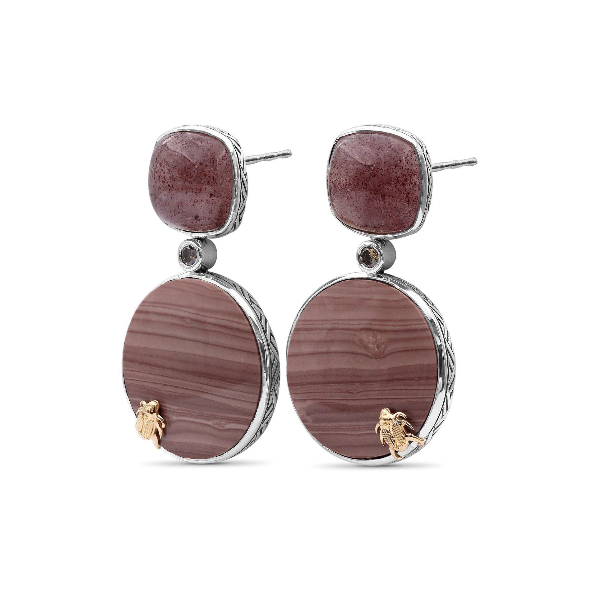 one-of-a-kind-smooth-imperial-jasper-smooth-strawberry-quartz-and-diamond-0-20ct-earring-in-sterling-silver-with-18k-gold-adam