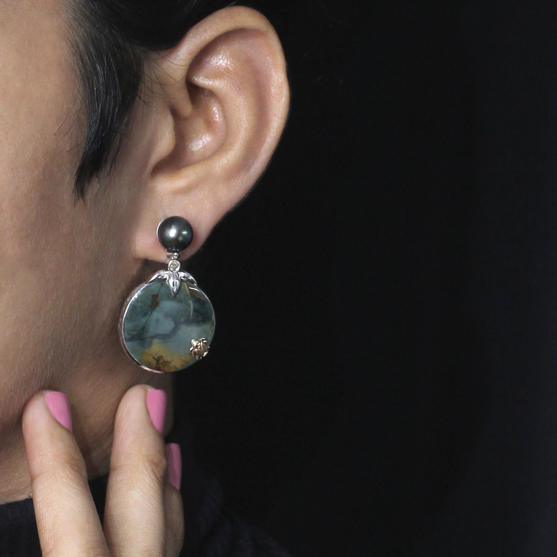 one-of-a-kind-green-pearl-green-ocean-jasper-and-diamond-0-10ct-earring-in-sterling-silver-with-18k-gold-adam