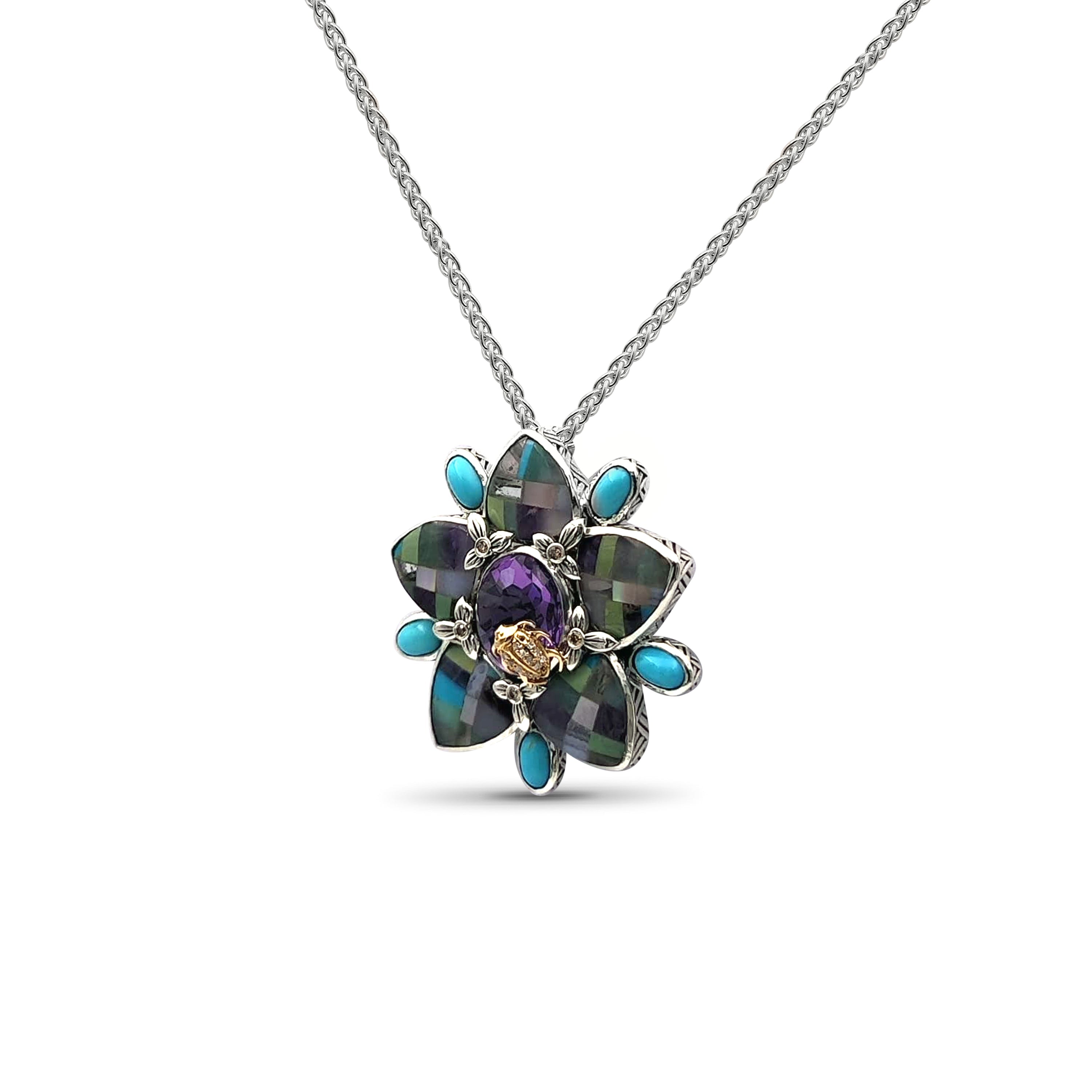 one-of-a-kind-pastel-color-mosaic-smooth-turquoise-facet-amethyst-and-diamonds-0-10ct-pendant-pin-in-sterling-silver-with-18k-gold-adam