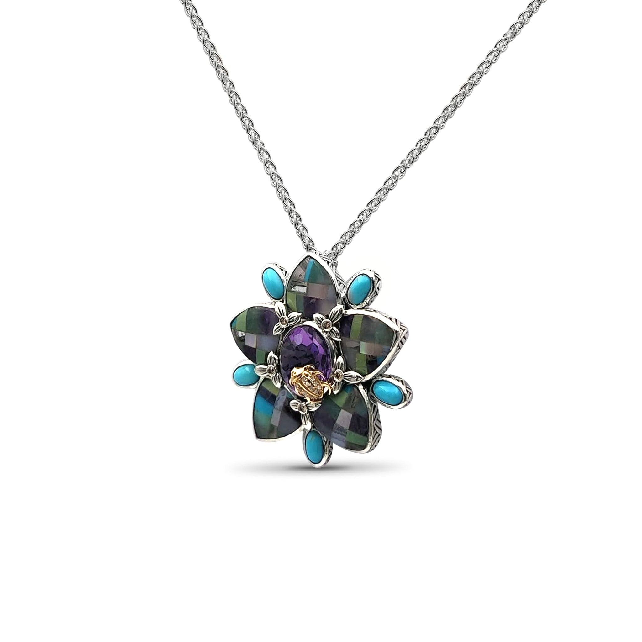 one-of-a-kind-pastel-color-mosaic-smooth-turquoise-facet-amethyst-and-diamonds-0-10ct-pendant-pin-in-sterling-silver-with-18k-gold-adam
