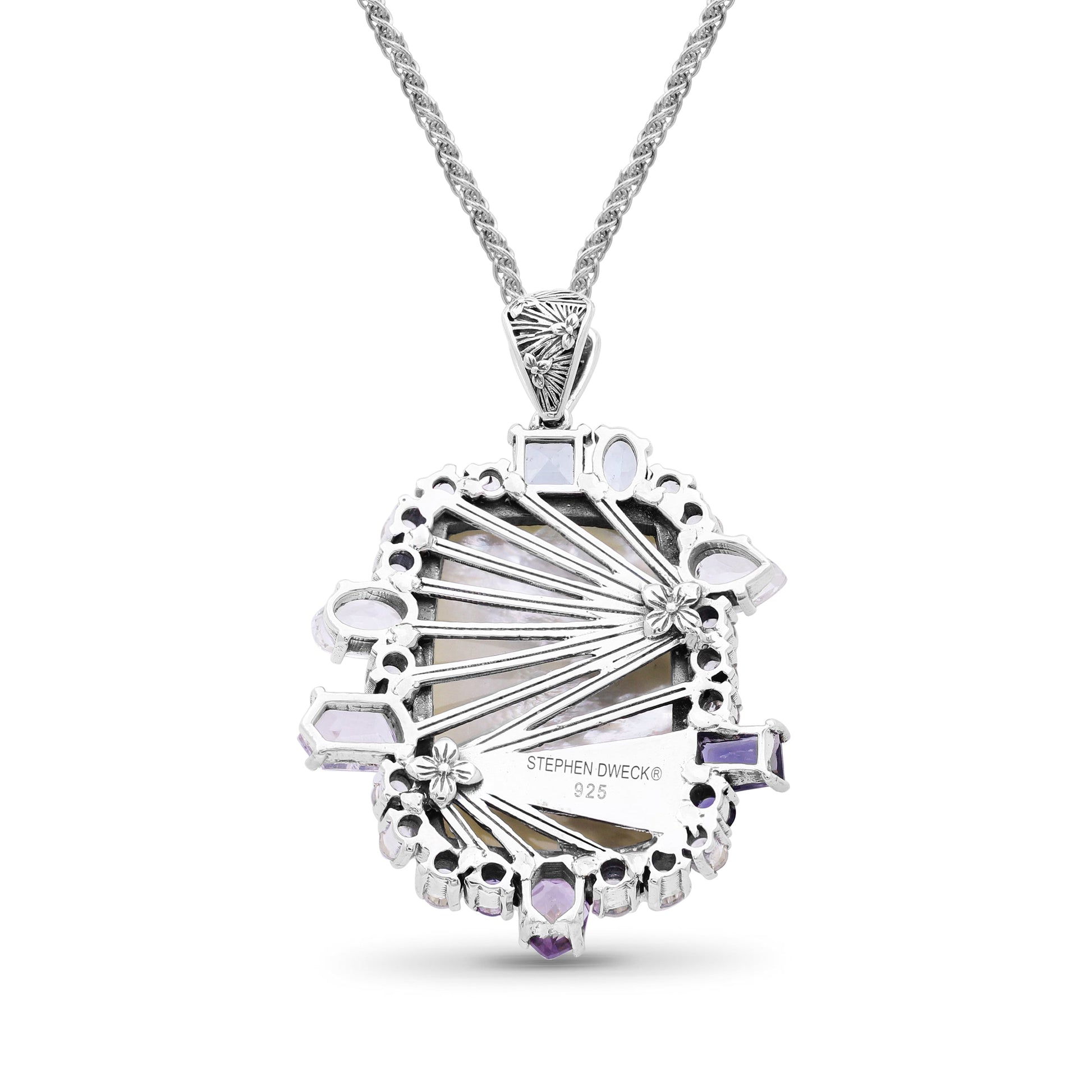 carventurous-hand-carved-mother-of-pearl-lavender-moon-quartz-amethyst-iolite-blue-and-white-topaz-pendant-in-sterling-silver