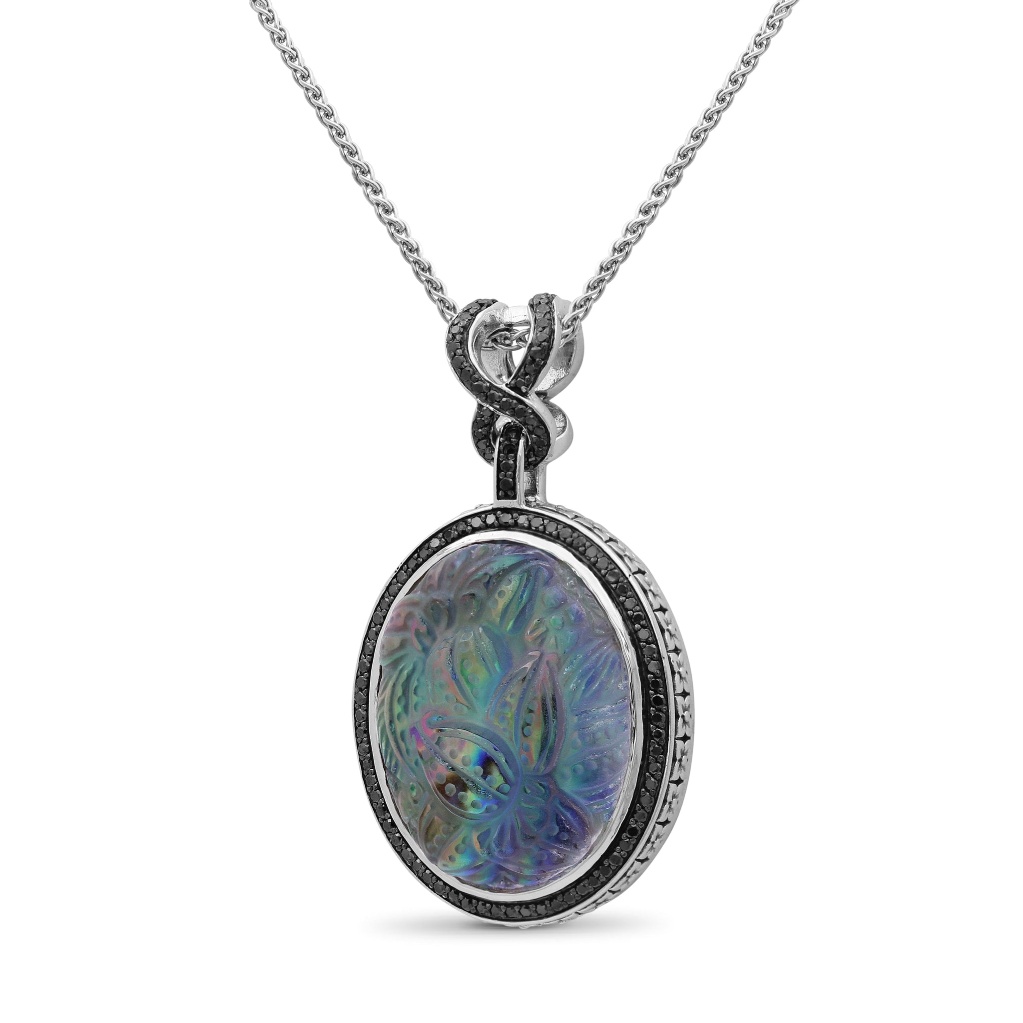 carventurous-hand-carved-natural-quartz-abalone-and-black-diamond-1-12ct-pendant-in-sterling-silver