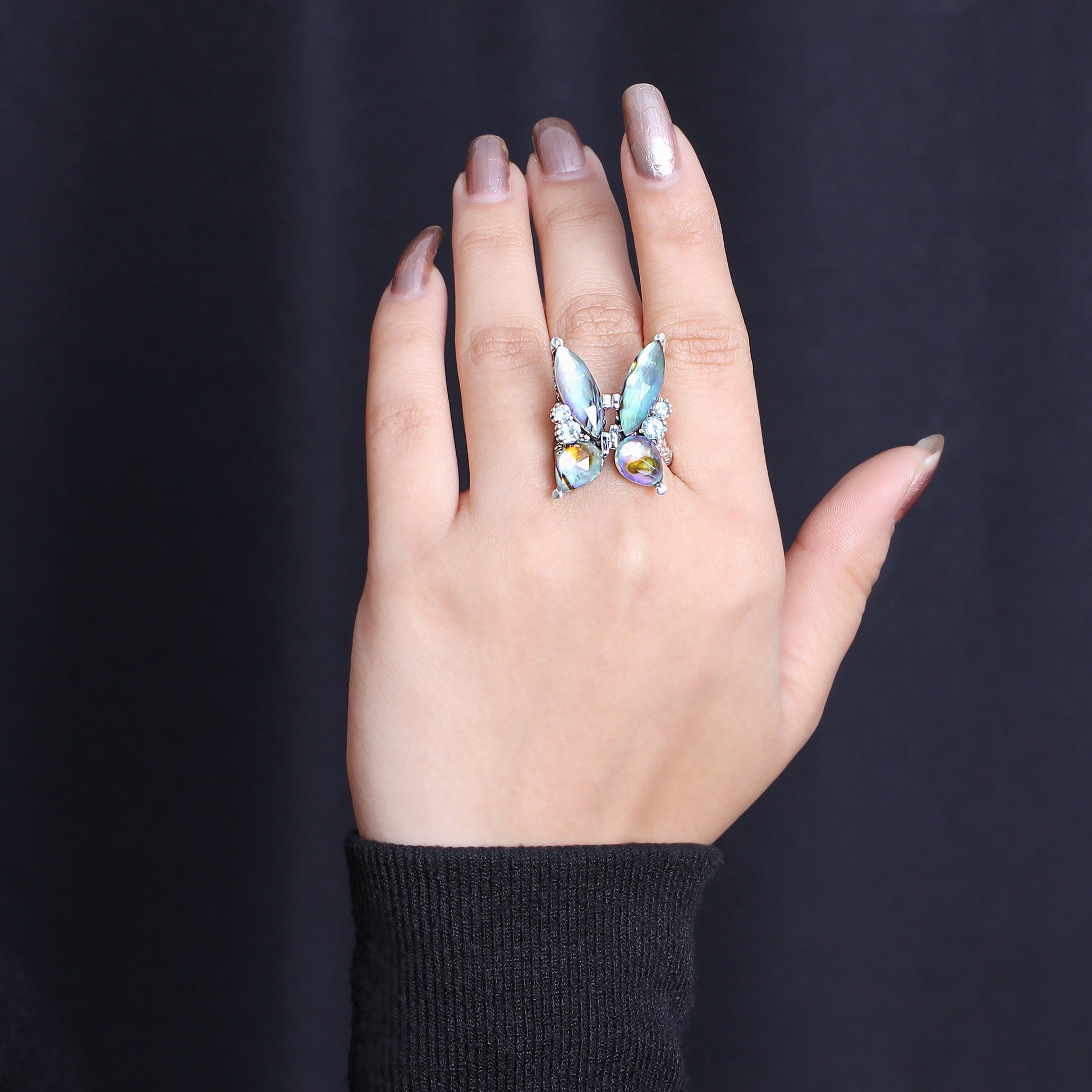 garden-of-stephen-faceted-natural-quartz-abalone-labradorite-and-swiss-blue-topaz-butterfly-ring-in-sterling-silver