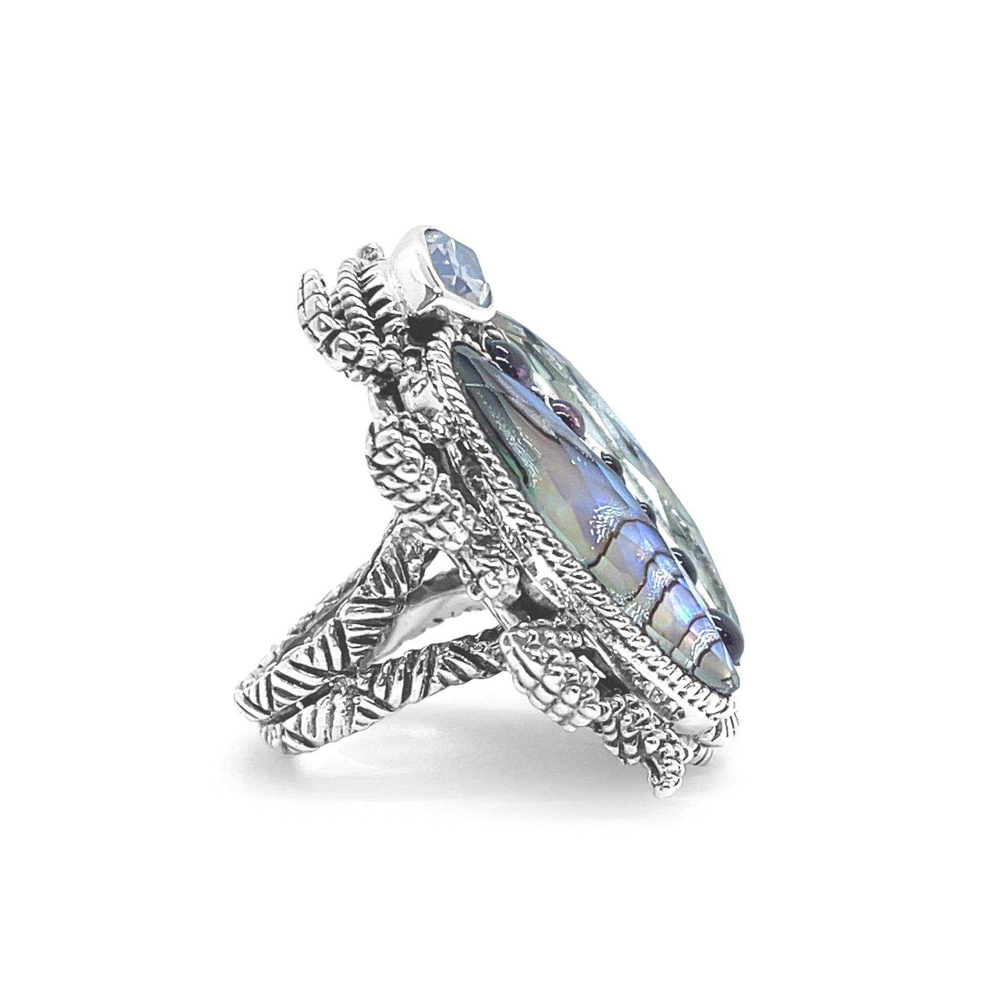 garden-of-stephen-lavender-moon-quartz-rhodolite-garnet-natural-quartz-and-abalone-scarab-ring-in-sterling-silver