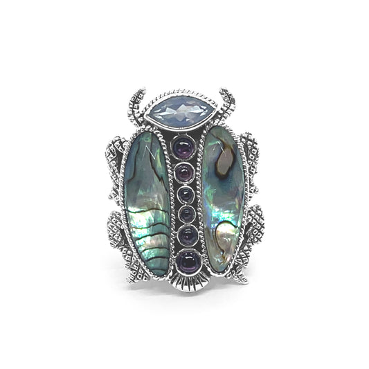 garden-of-stephen-lavender-moon-quartz-rhodolite-garnet-natural-quartz-and-abalone-scarab-ring-in-sterling-silver