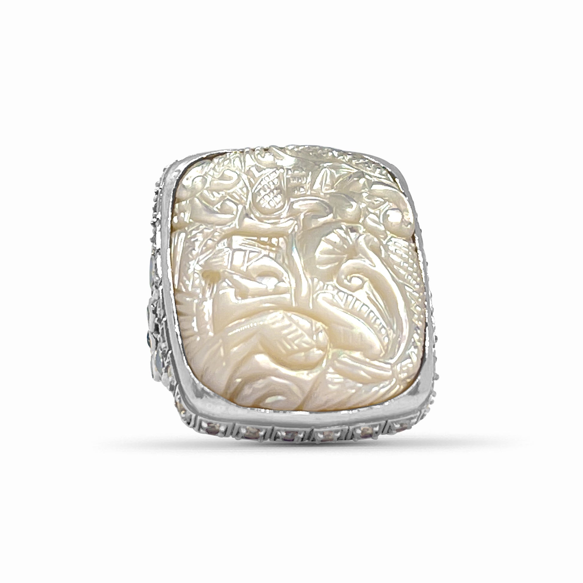 carventurous-hand-carved-mother-of-pearl-rainbow-moonstone-and-natural-quartz-ring-in-sterling-silver