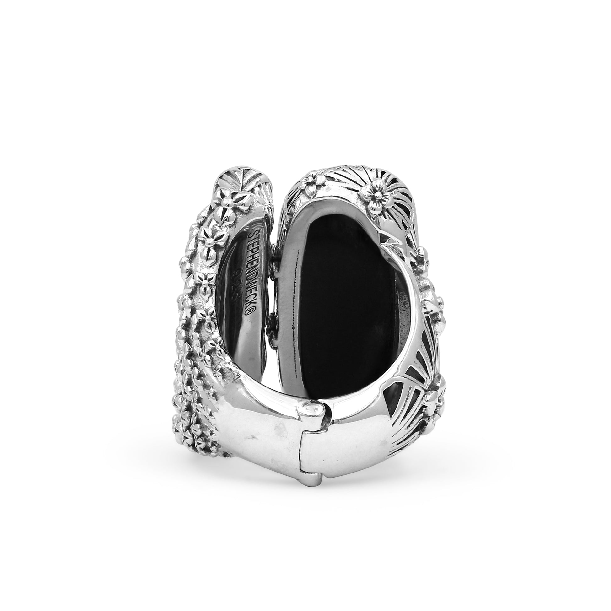 carventurous-hand-carved-natural-quartz-mother-of-pearl-agate-and-iolite-open-and-close-ring-in-sterling-silver