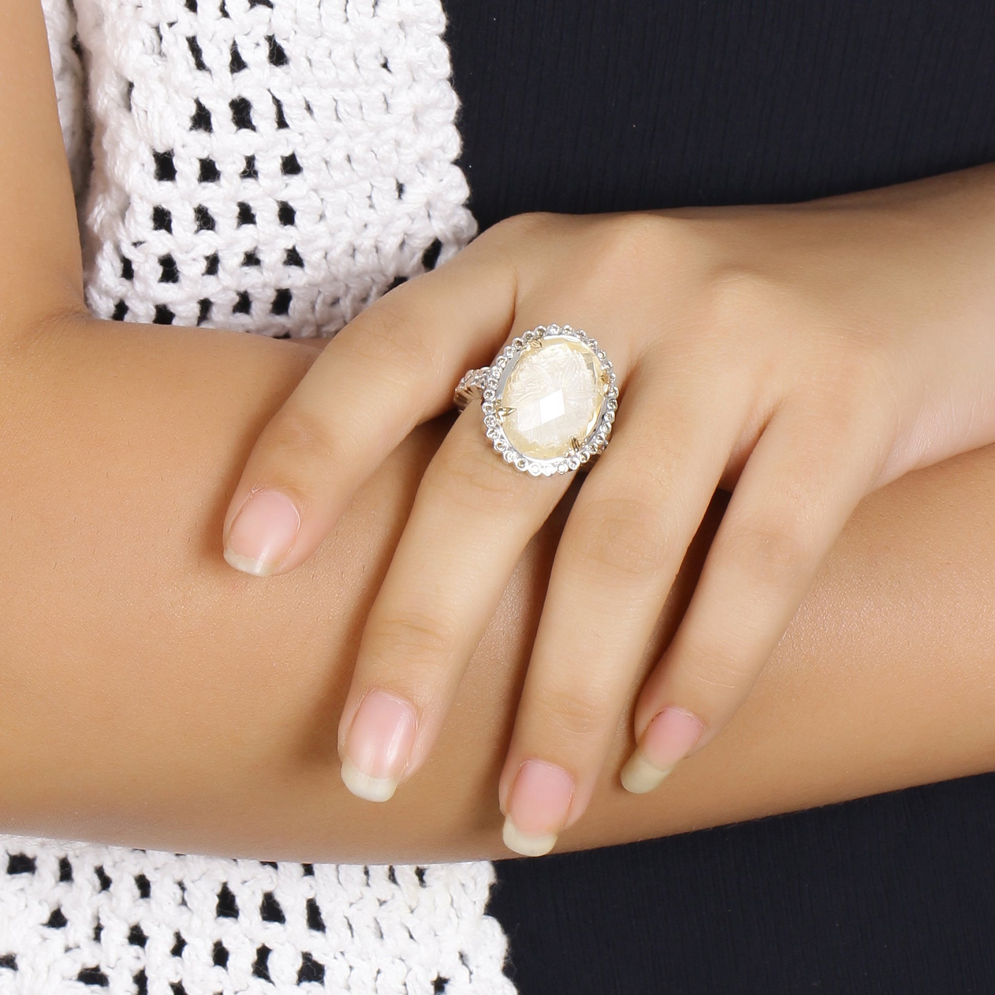 carventurous-internally-carved-natural-quartz-gold-lining-with-champagne-diamonds-ring-in-sterling-silver-with-18k-gold-flowers