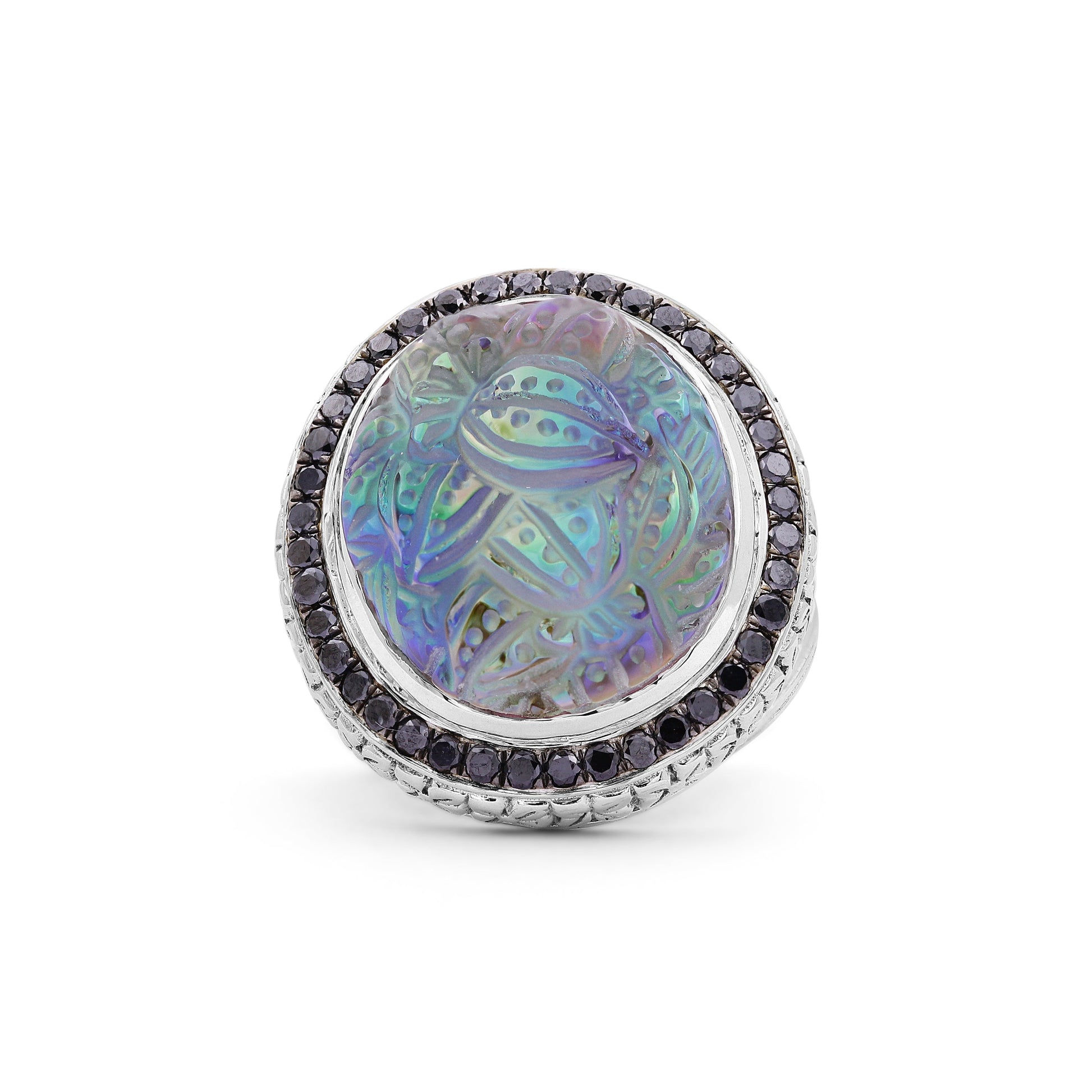 carventurous-hand-carved-natural-quartz-and-abalone-ring-in-sterling-silver-with-0-90ct-black-diamonds