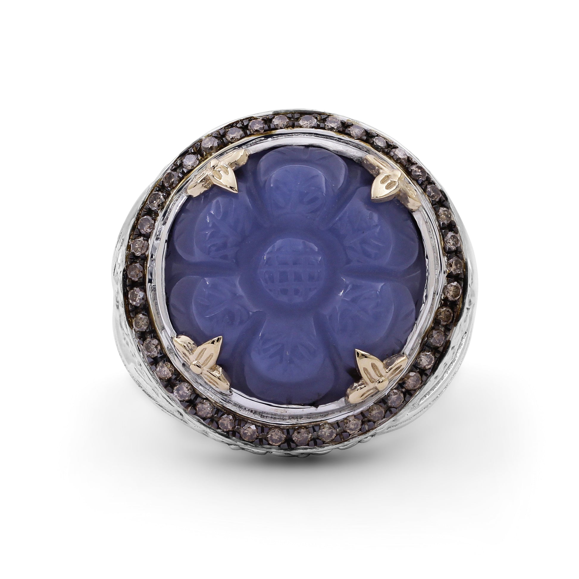 carventurous-hand-carved-chalcedony-ring-in-sterling-silver-with-champagne-diamonds-and-18k-gold-flowers
