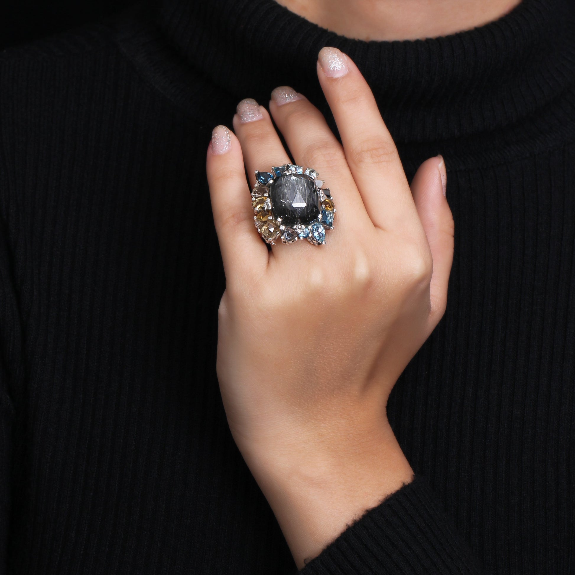 rockrageous-gold-hair-rutilated-quartz-hematite-sky-swiss-and-london-blue-topaz-cognac-whiskey-and-smoky-quartz-ring-in-sterling-silver