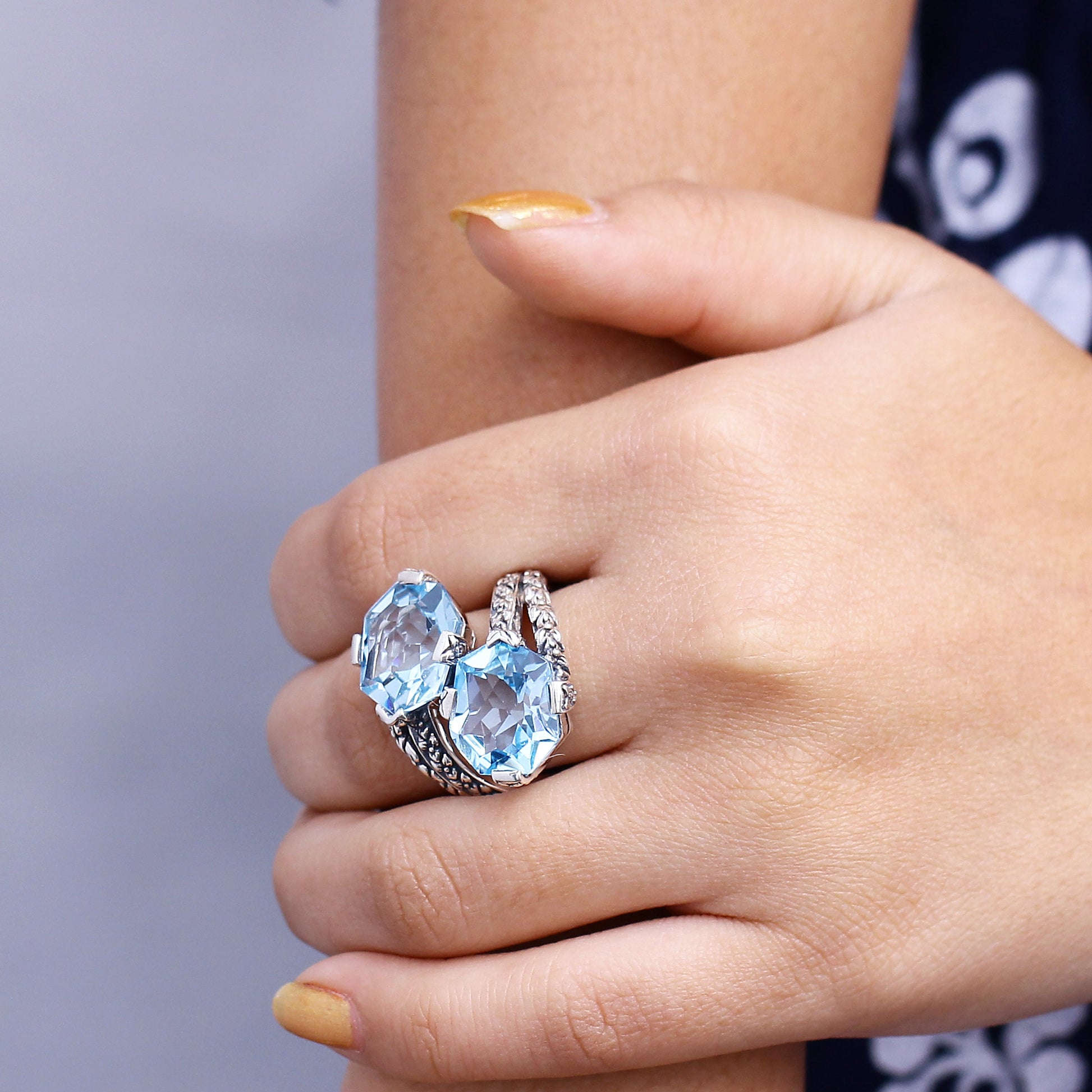 galactical-blue-topaz-double-stone-ring-with-engraved-sterling-silver