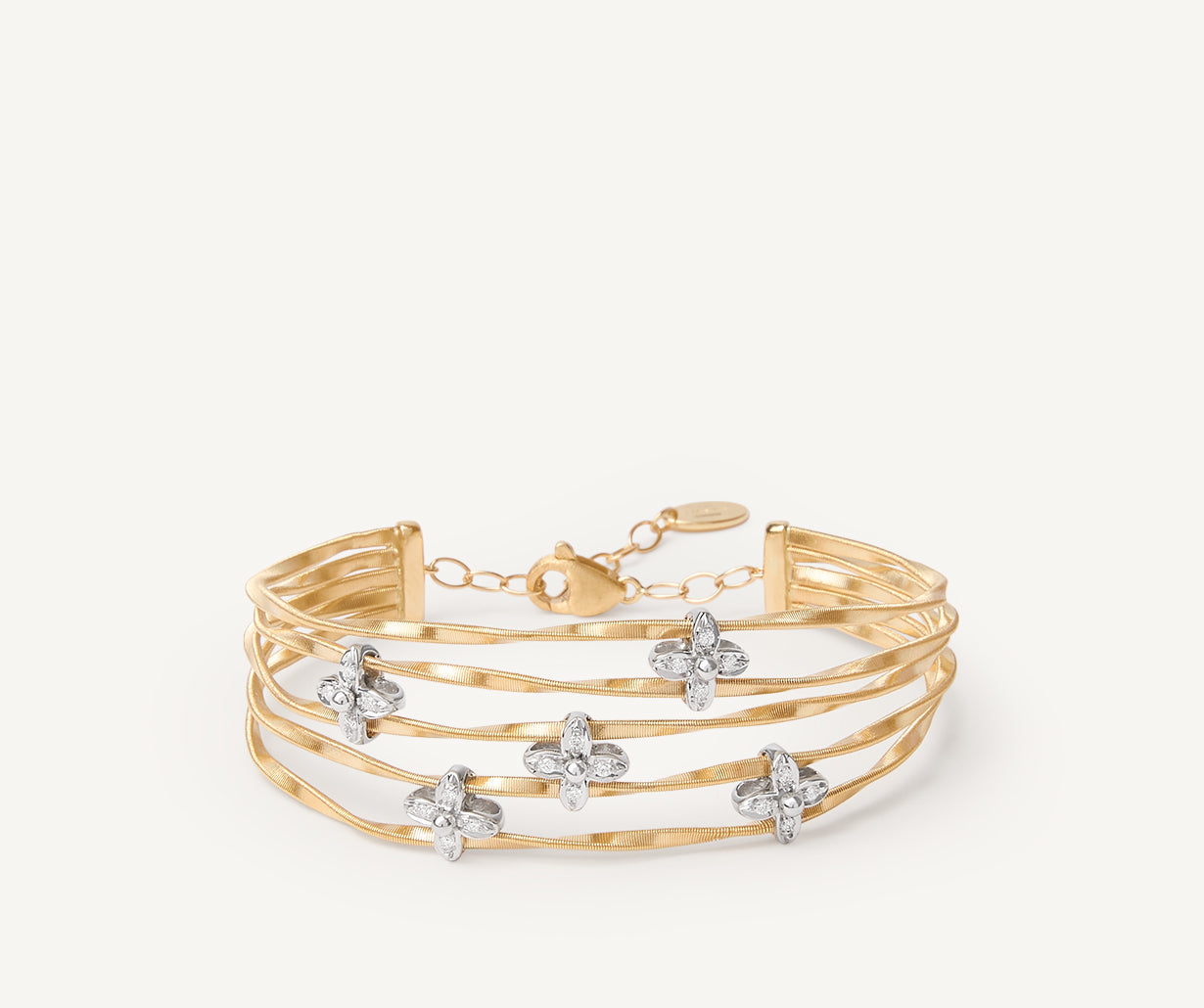 Floral diamond pavé multi-strand bangle