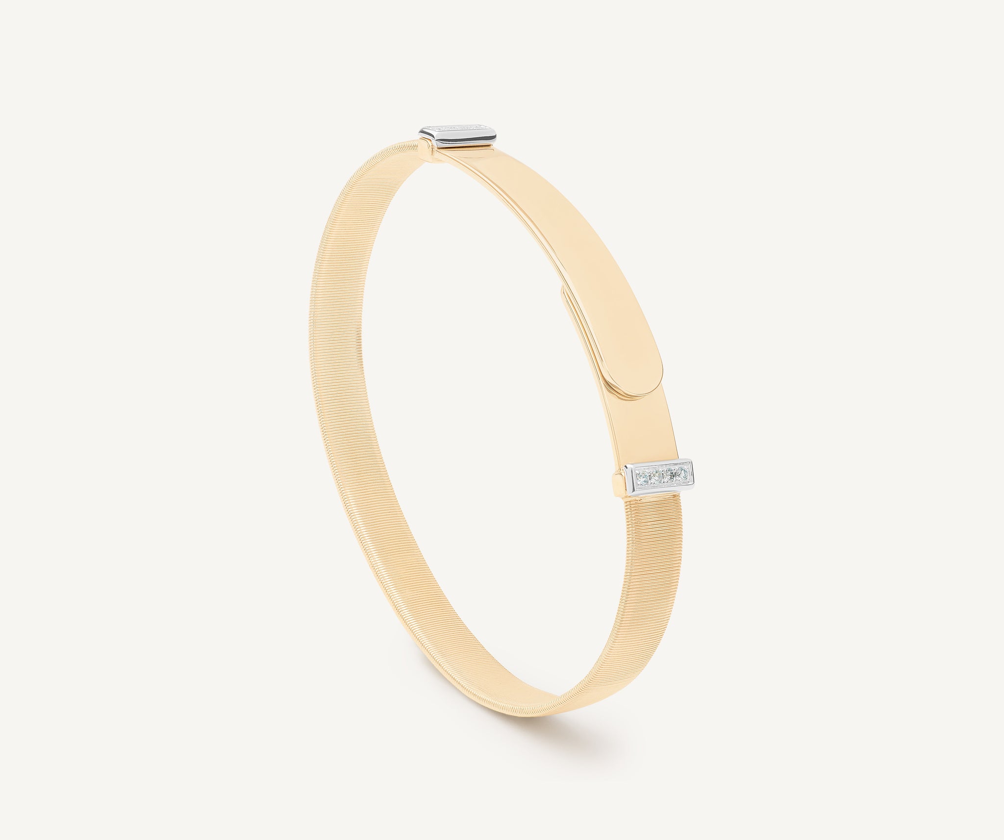 18K Yellow Gold Coil Large Bangle Bracelet With Diamond Pav��s
