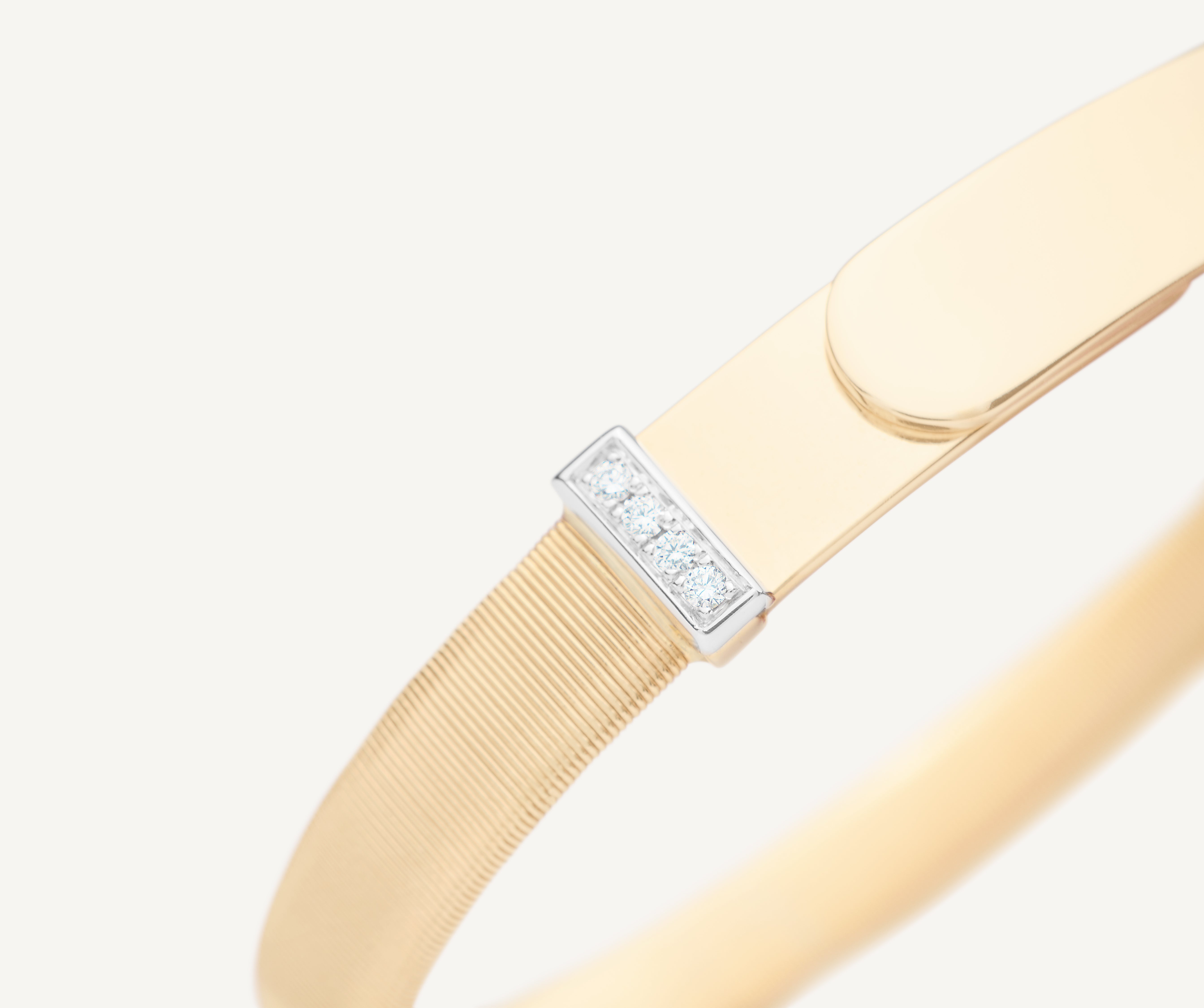 18K Yellow Gold Coil Large Bangle Bracelet With Diamond Pav��s