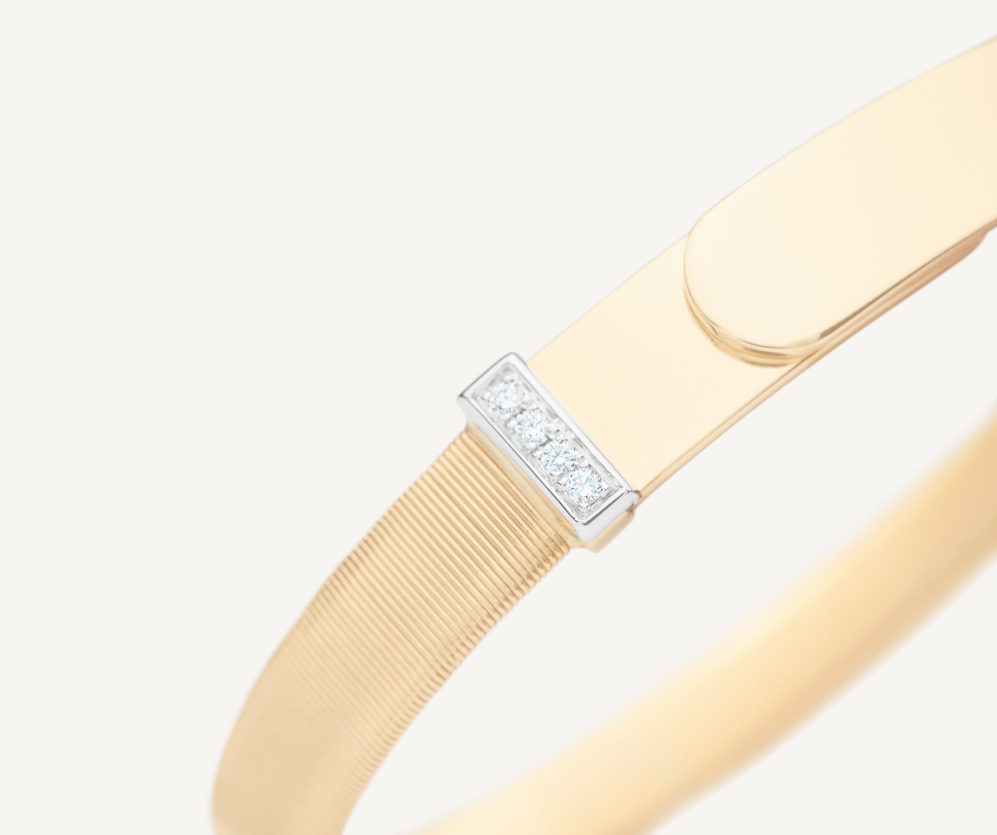 18K Yellow Gold Coil Large Bangle Bracelet With Diamond Pav��s