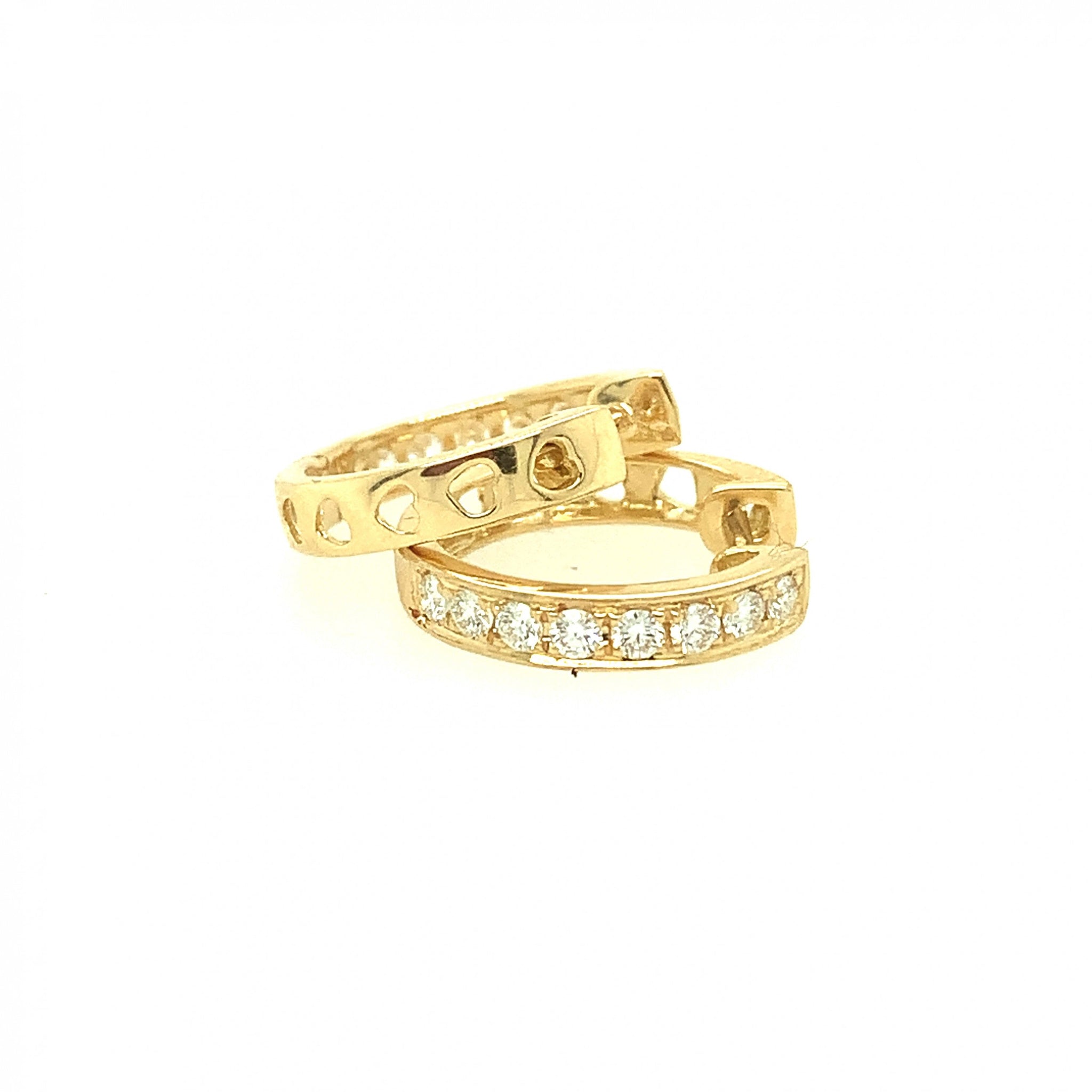 Snap On Hoop Earrings with Diamonds 497-JSA