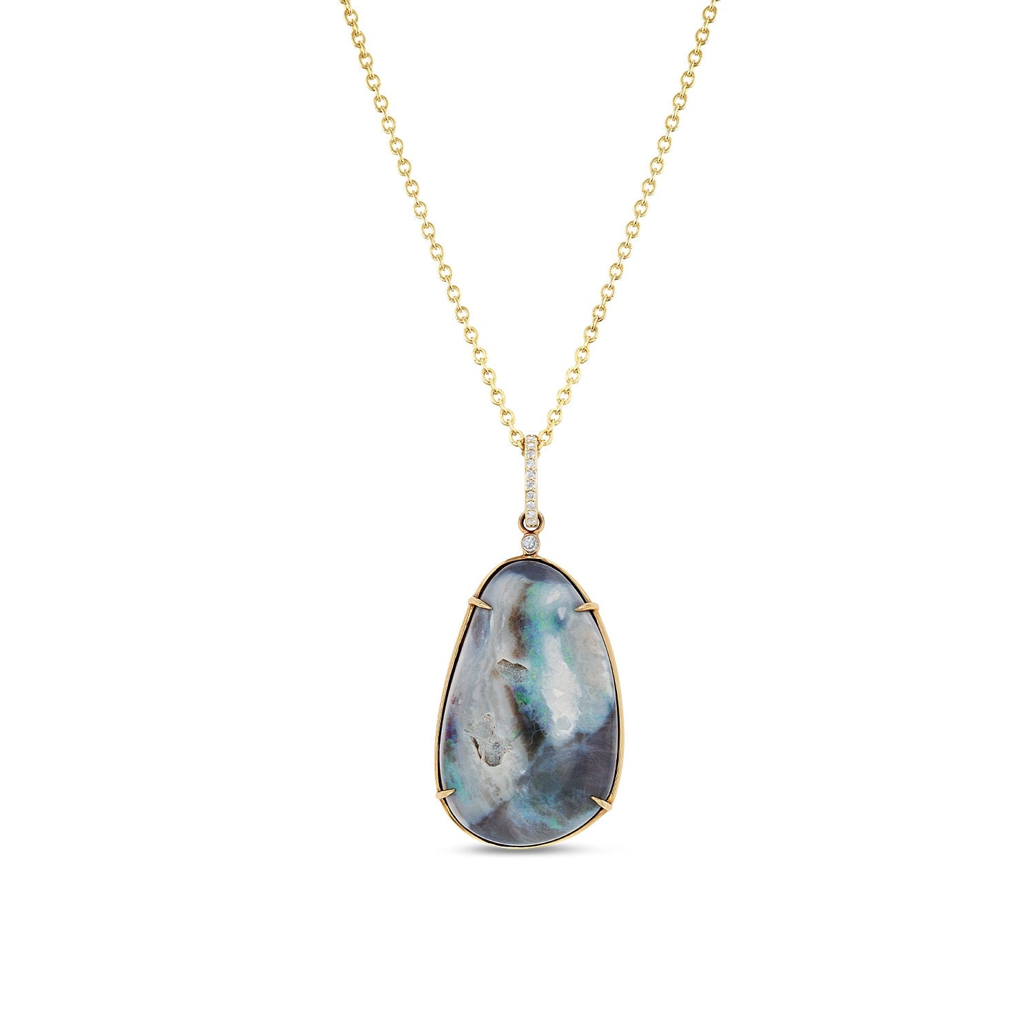 14k Australian Opal Freeform Ocean Pendant - One of a Kind