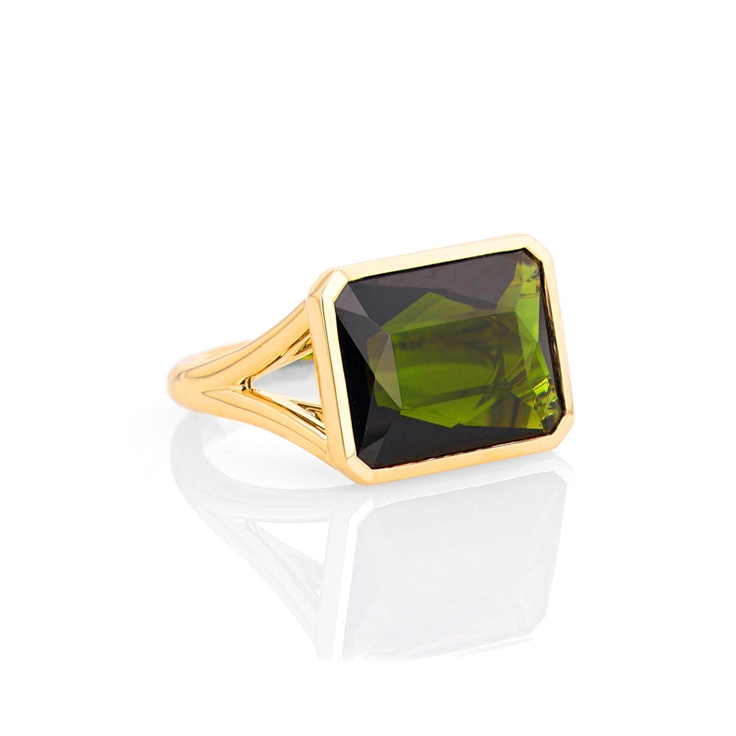 The Joni 14K Gold Cathedral Ring - Green Tourmaline  SRG102-8 - TBird