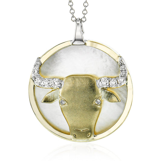 Taurus Pendant in 14k Gold with Diamonds