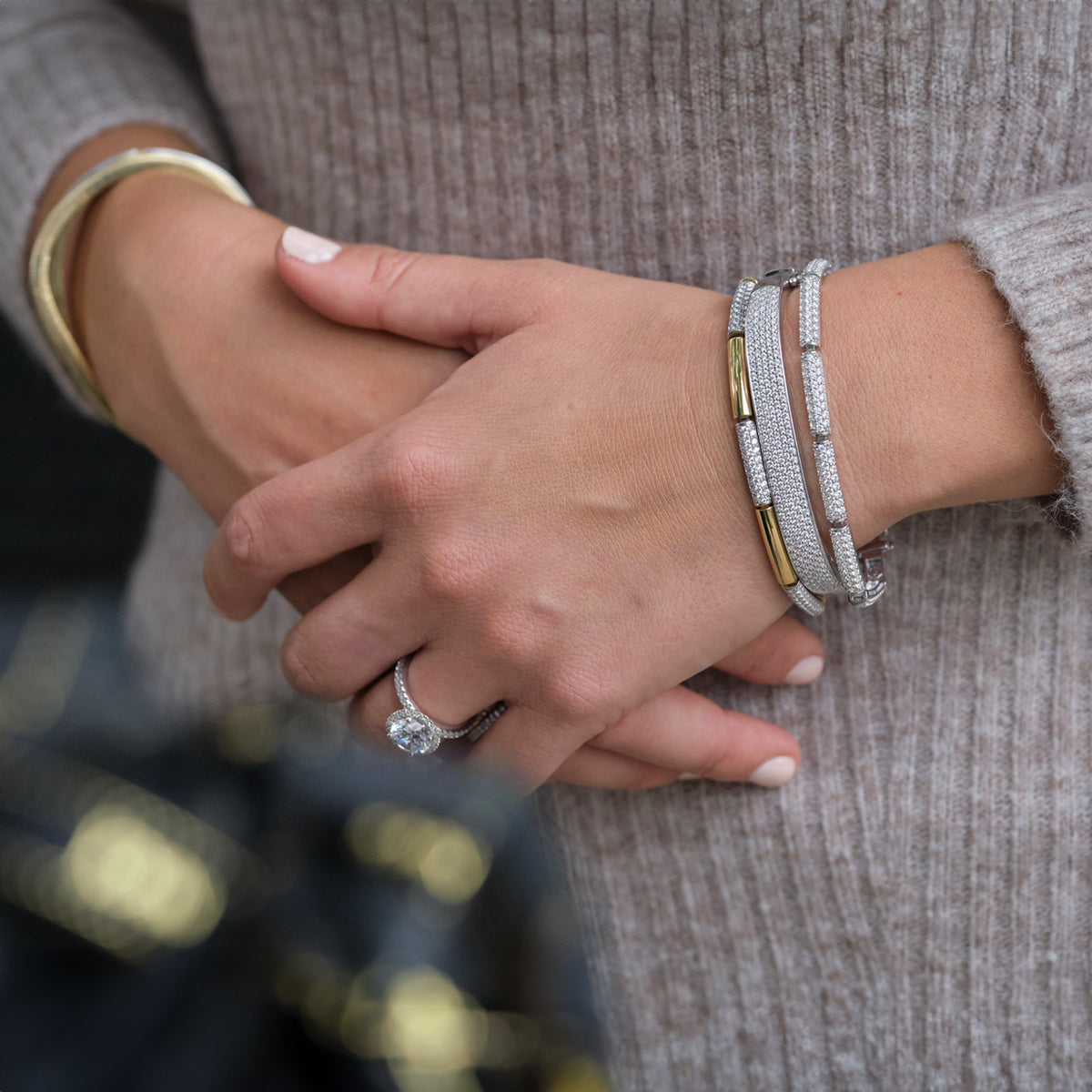 Essence Two Tone Diamond Link Bracelet