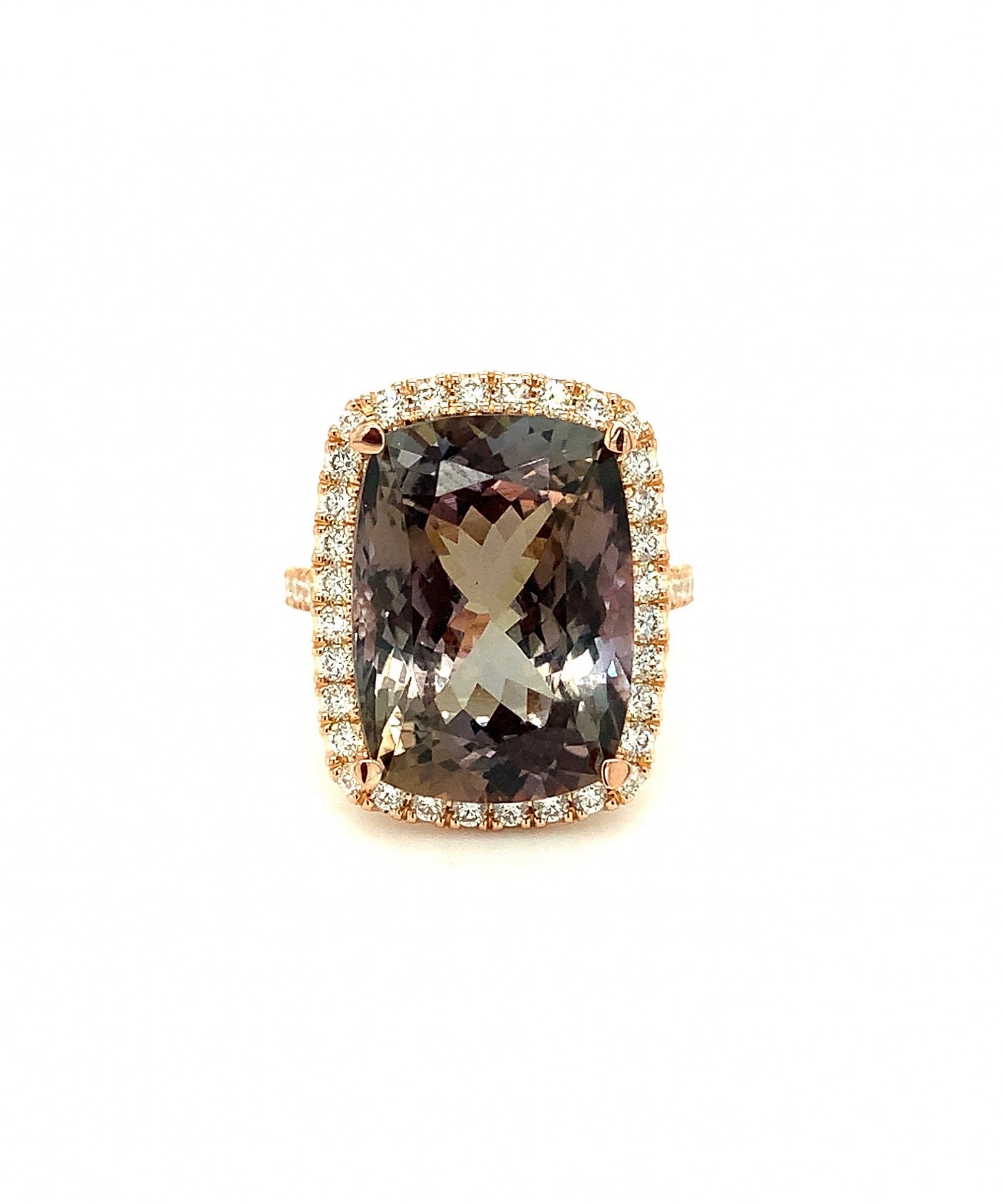 Unheated Tanzanite Cushion Ring with Diamonds 63-JSA