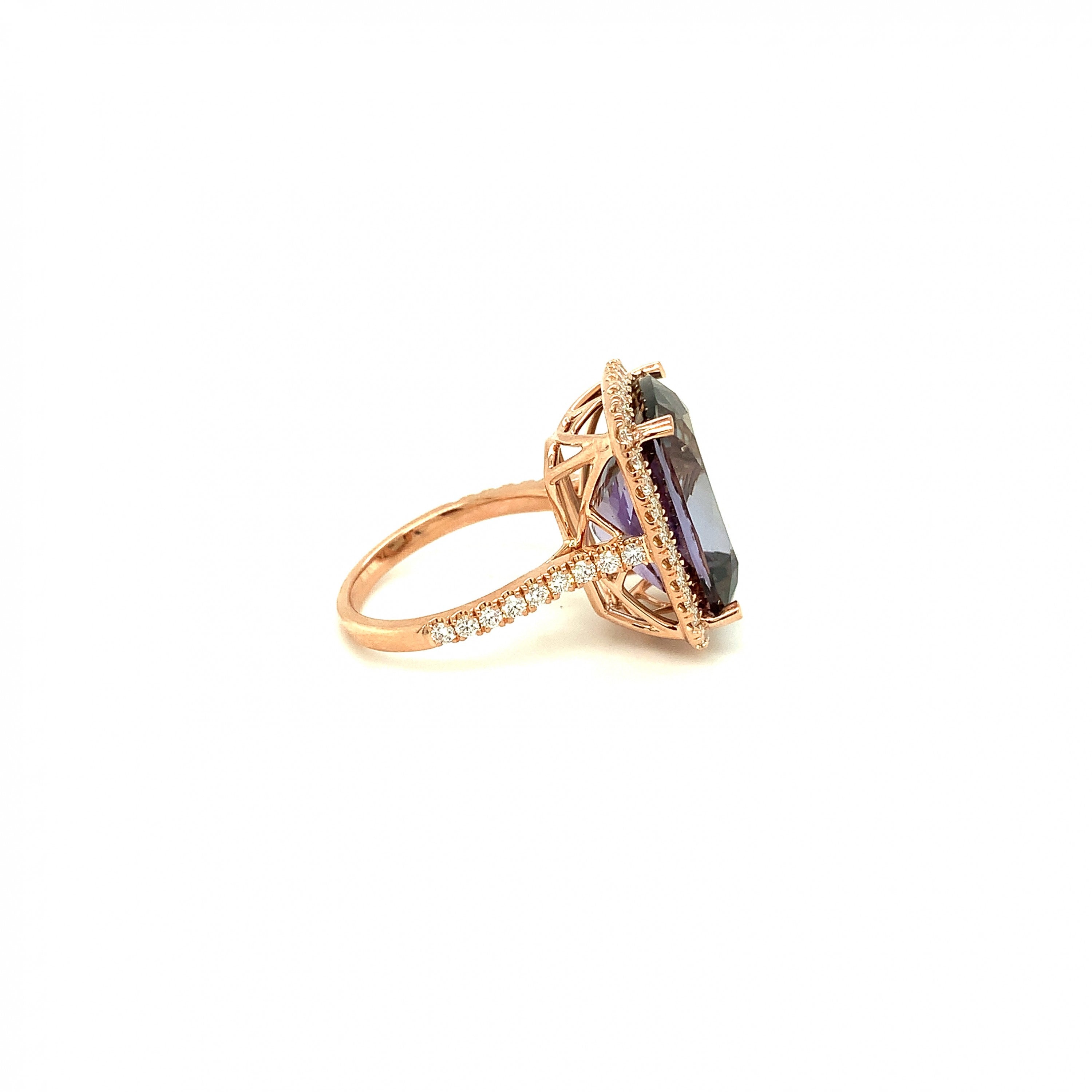 Unheated Tanzanite Cushion Ring with Diamonds 63-JSA