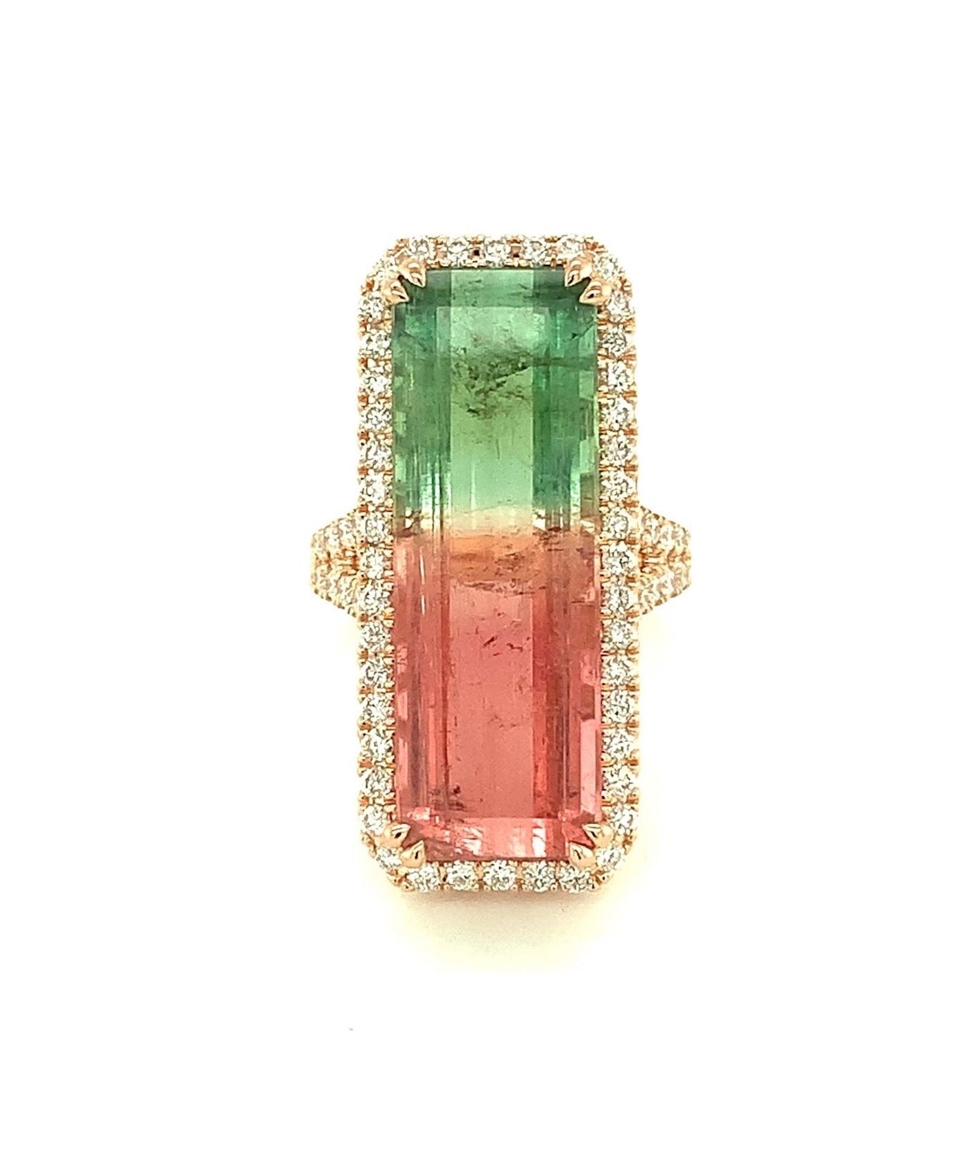 Watermelon Tourmaline Ring with Diamonds 56-JSA