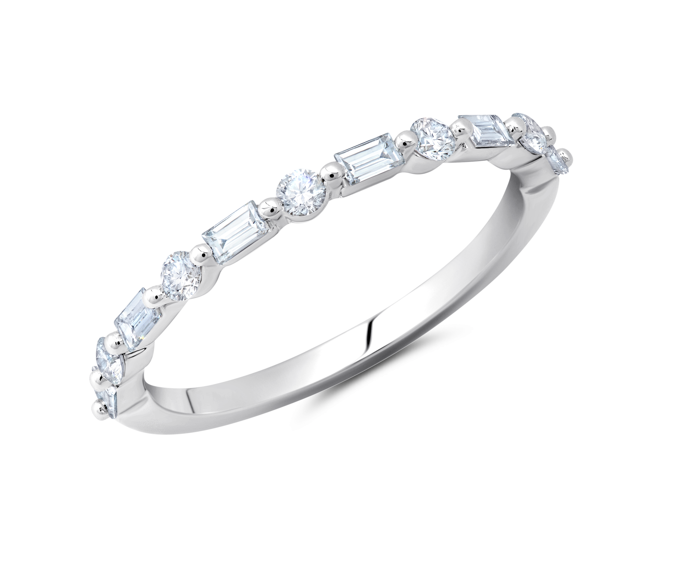 Peter Storm A Flat Band With Alternating Baguette And Round Diamonds Wbm677_4Diaw  WBM677_4DiaW