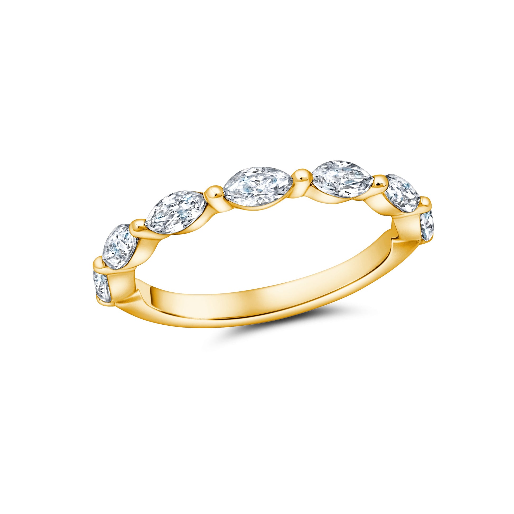 Peter Storm A Flat Band With Marquise Diamonds Separated With Gold Beading Wbm687_4Diay  WBM687_4DiaY