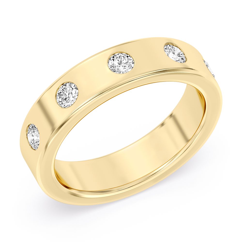 A Flat Band With Alternating Marquise Diamonds And Gold Beads Wbm777_4Diaw