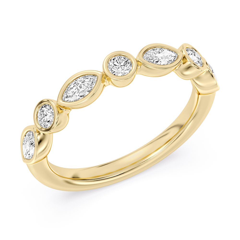 Peter Storm A Flat Band With Alternating Marquise Diamonds And Gold Beads Wbm779_4Diay  WBM779_4DiaY
