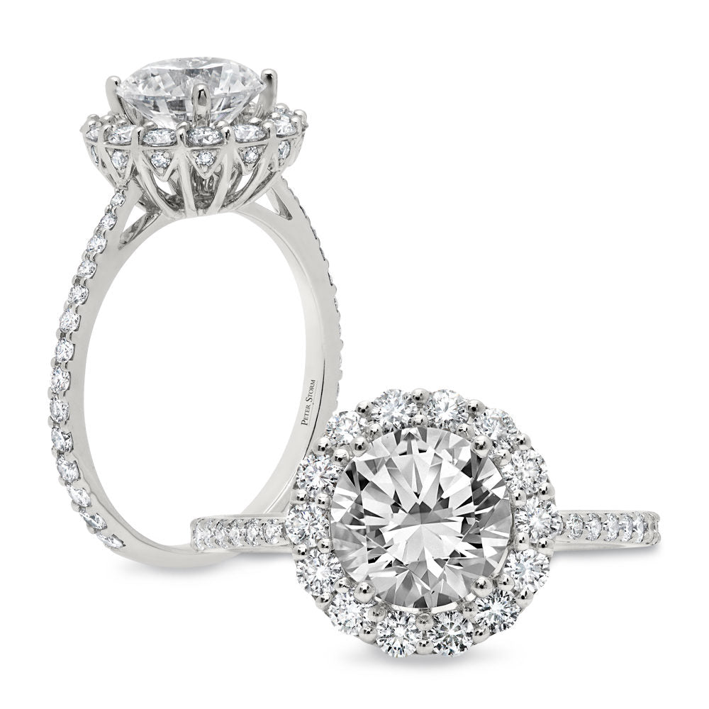 Peter Storm Classic halo with a double row of stones surrounding the center WSM029_4DiaW L  WSM029_4DiaW L
