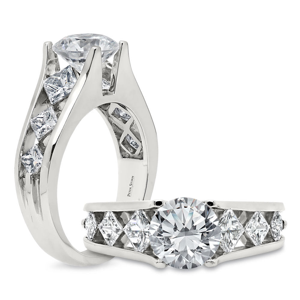 Peter Storm Sleek modern styling featuring six princess cut diamonds set point to point, highlighted by your skin peaking through the diamonds WSM070_4DiaW  WSM070_4DiaW