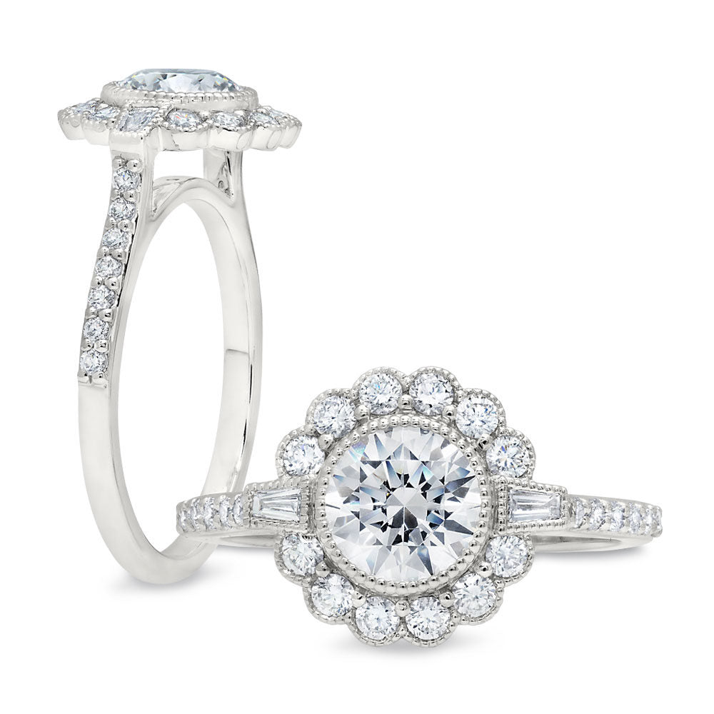 Peter Storm This playful ring features a flower shaped halo with a round center WSM354_4DiaW  WSM354_4DiaW