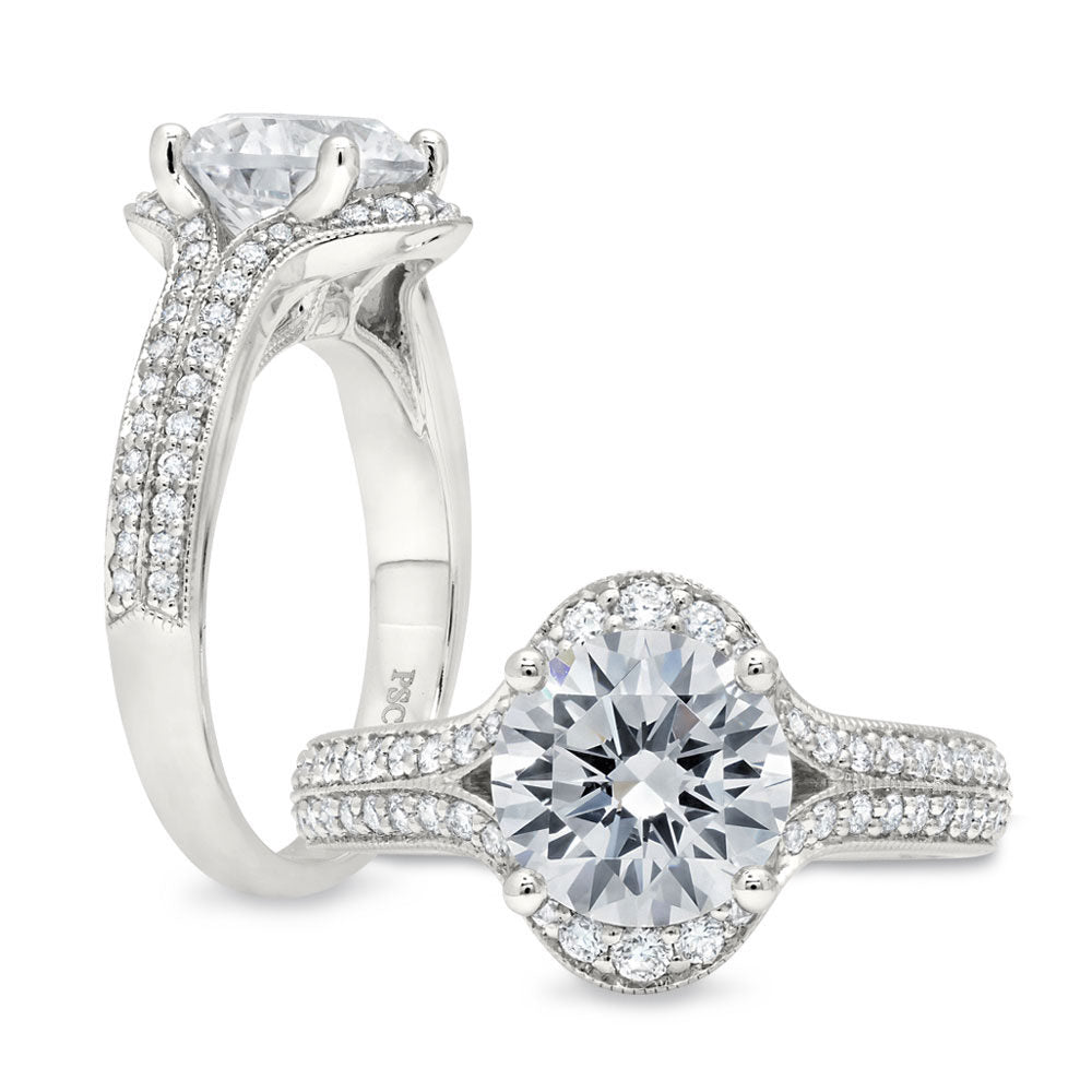 Peter Storm A double row of diamonds forms a beautiful oval shape halo for your round stone WSM375_4DiaW  WSM375_4DiaW