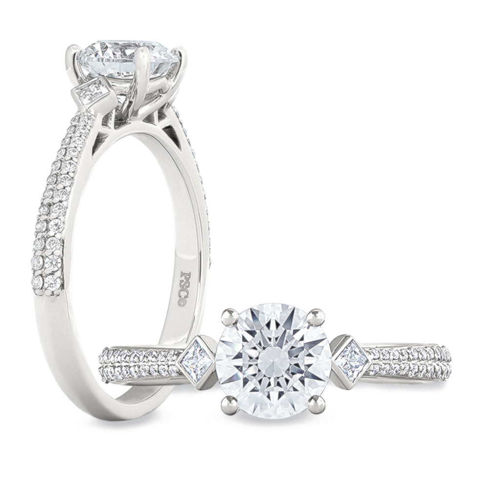 Peter Storm Two princess cut diamonds floating on either side of your center, a clean and fun detail for your ring WSM463_4DiaW  WSM463_4DiaW