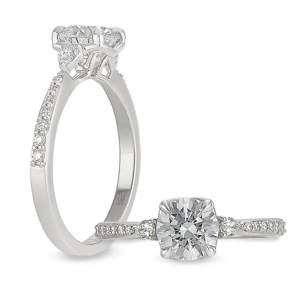 Peter Storm Two slender pear cut diamonds floating on either side of your center, a clean and fun detail for your ring WSM465_4DiaW  WSM465_4DiaW