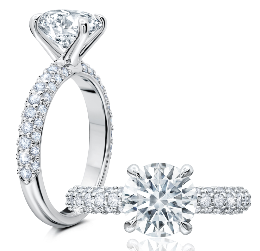 Peter Storm This graceful ring features a delicate halo surrounding a brilliant round center – WSM563_4DiaW  WSM563_4DiaW