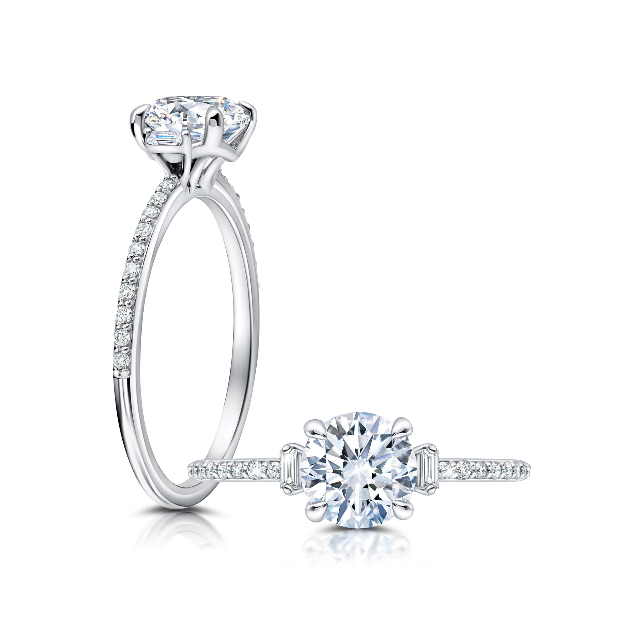 This elegant ring features a delicate flower-shaped halo with a brilliant round center WSM597_4DiaY