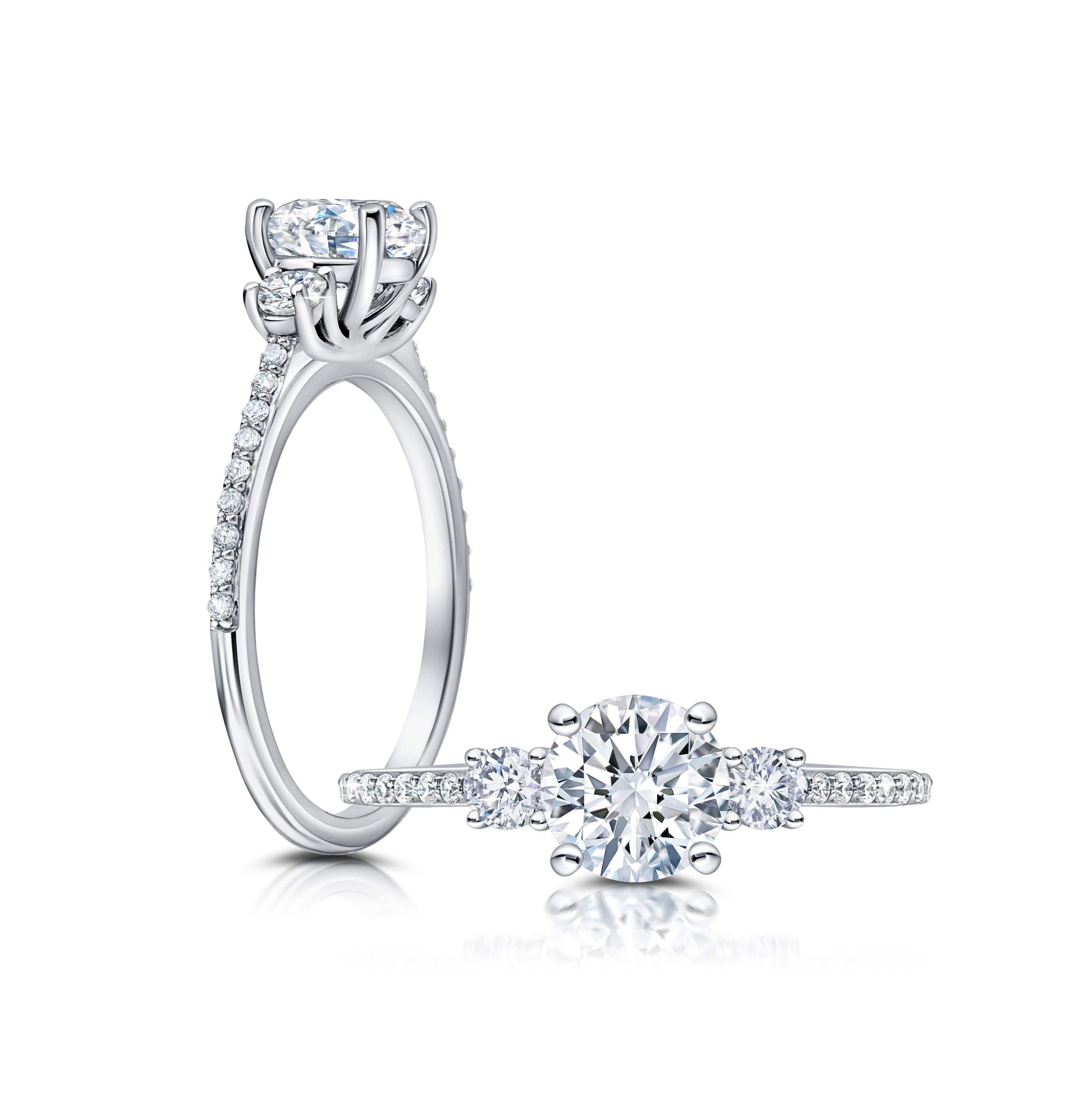This radiant ring features a flower-shaped halo with a brilliant round center WSM606_4DiaY