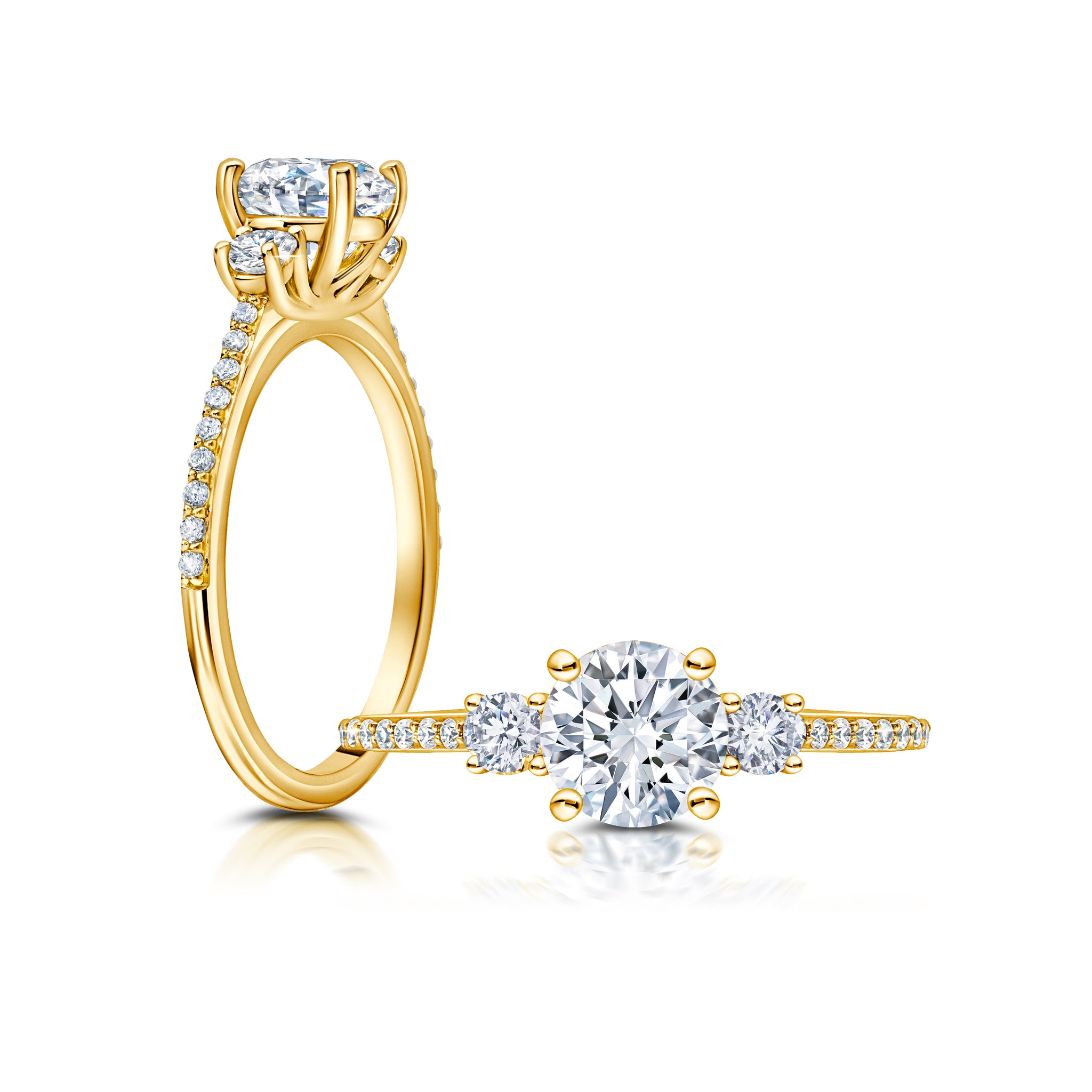 This radiant ring features a flower-shaped halo with a brilliant round center WSM606_4DiaY