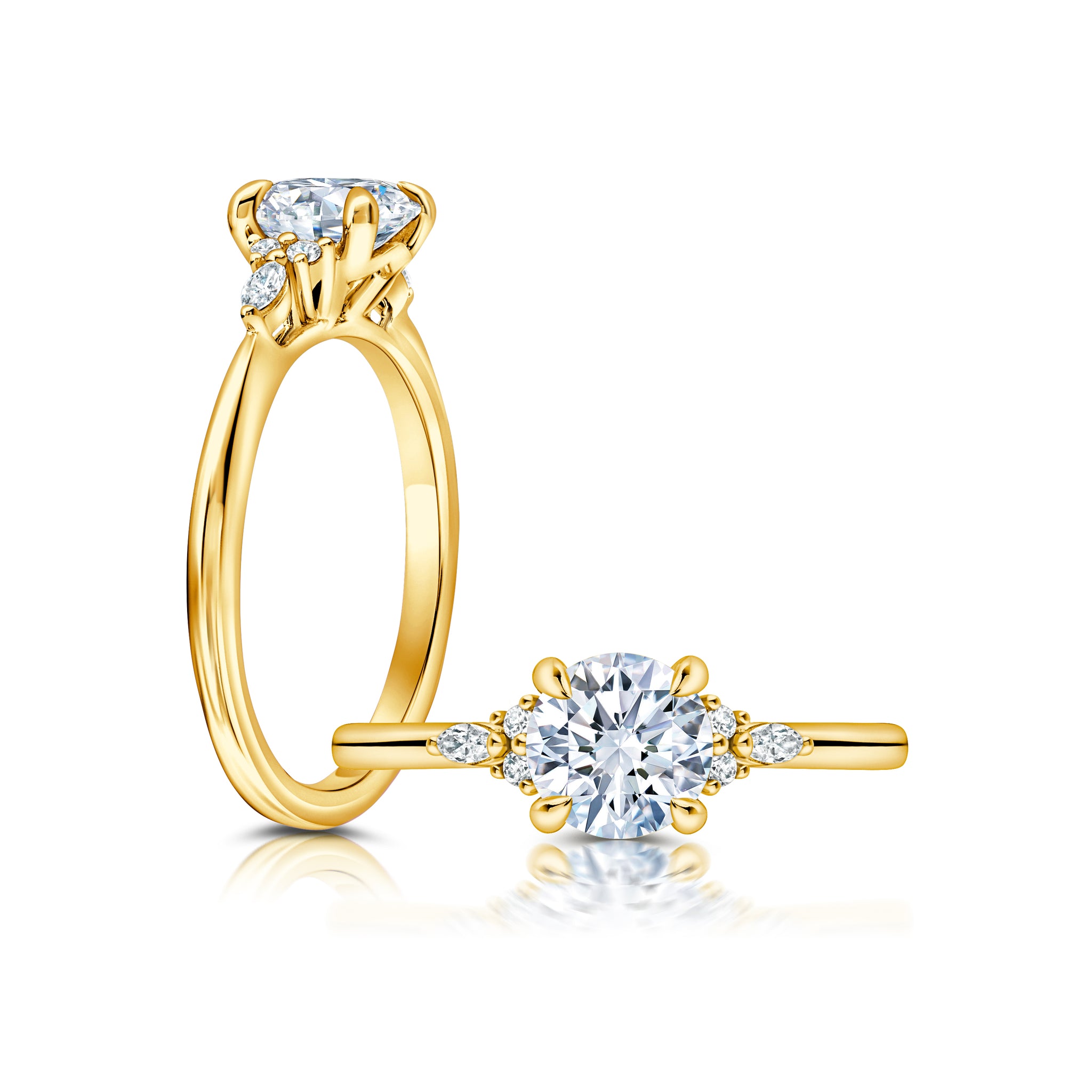 This radiant ring features a flower-shaped halo with a brilliant round center WSM607_4DiaY