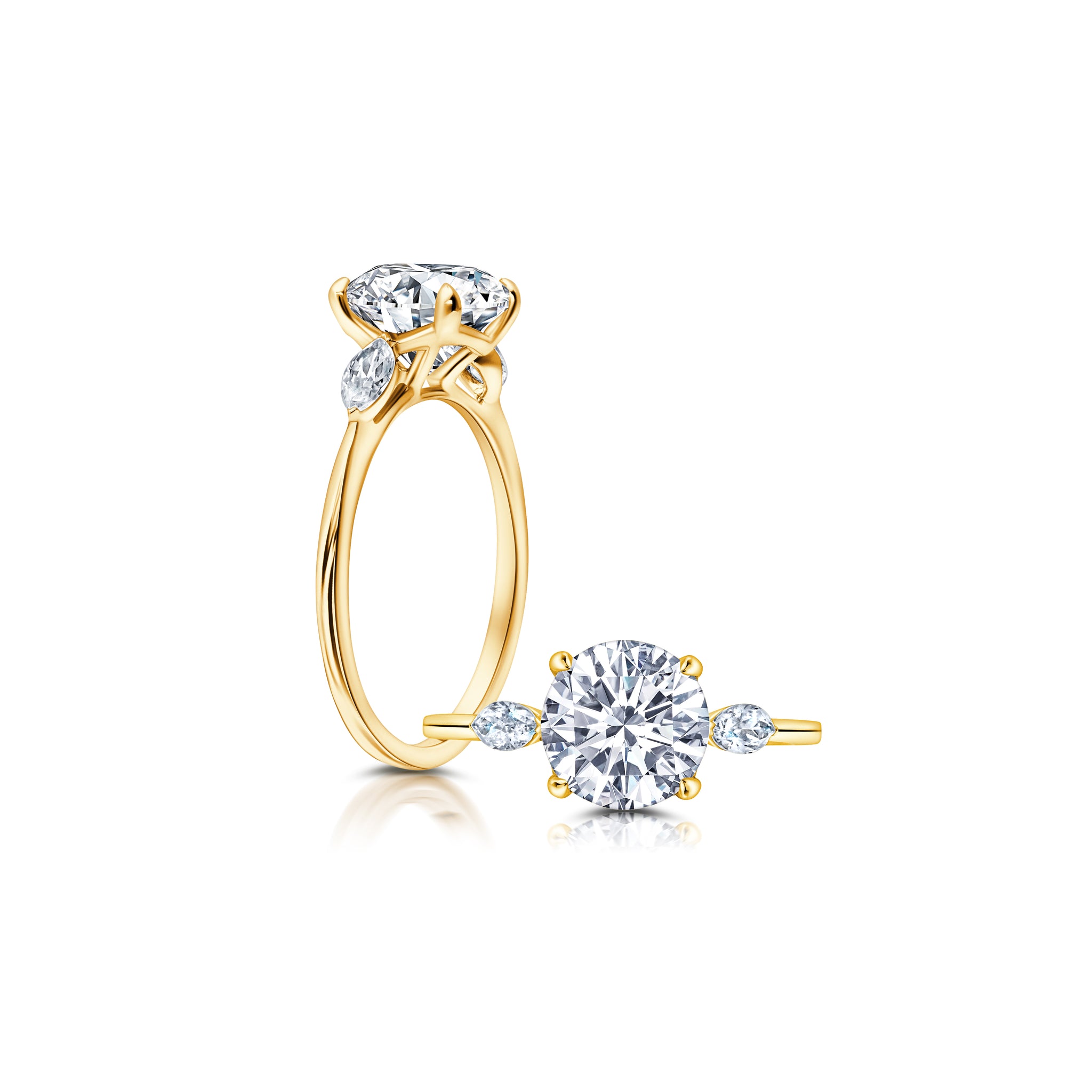 A classic twist on a three stone ring, this ring features two marquise diamonds sitting on either side of your chosen center WSM612_4DiaW