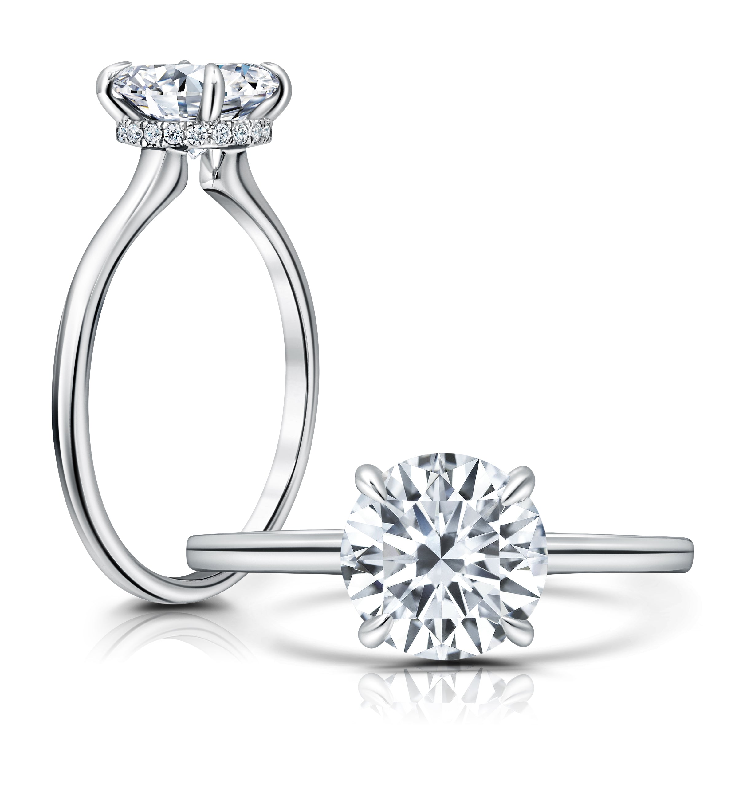 A classic, this hidden halo uses a high polish shank to focus attention on your chosen center WSM630_4DiaY